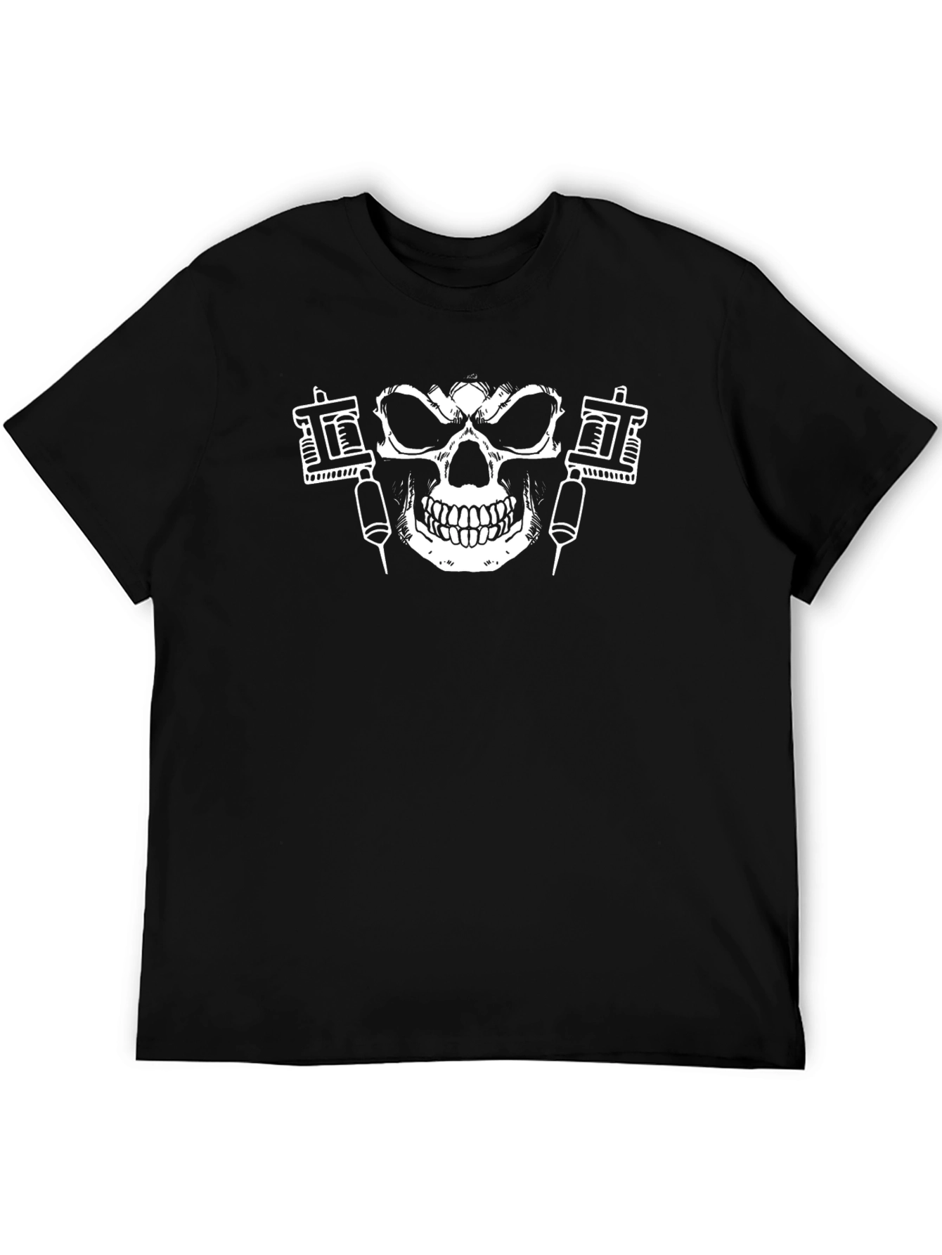 Edgy Tattoo Skull Graphic Black T-Shirt