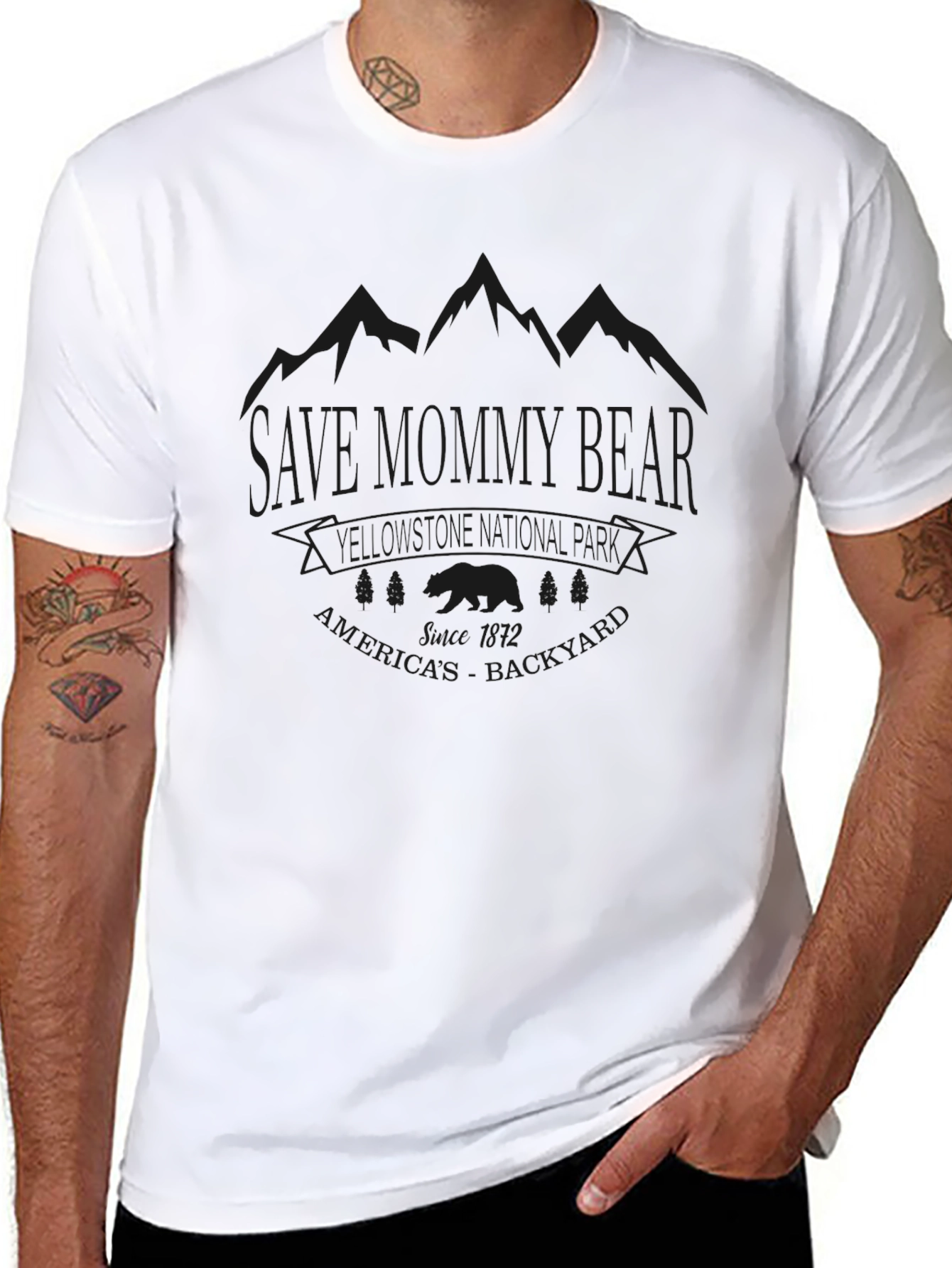 Sale Mommy Bear Camping T-Shirt - Black
