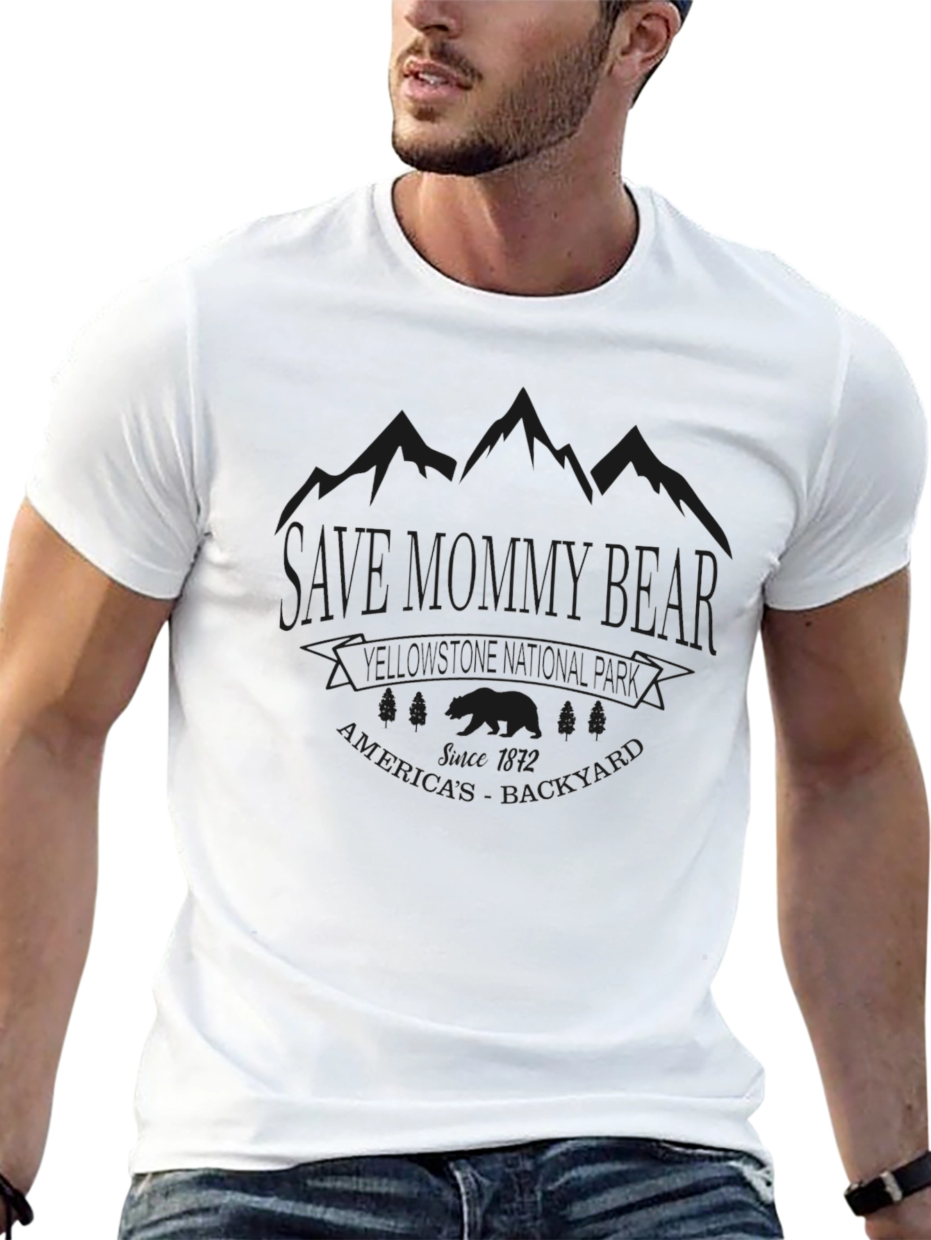 Sale Mommy Bear Camping T-Shirt - Black