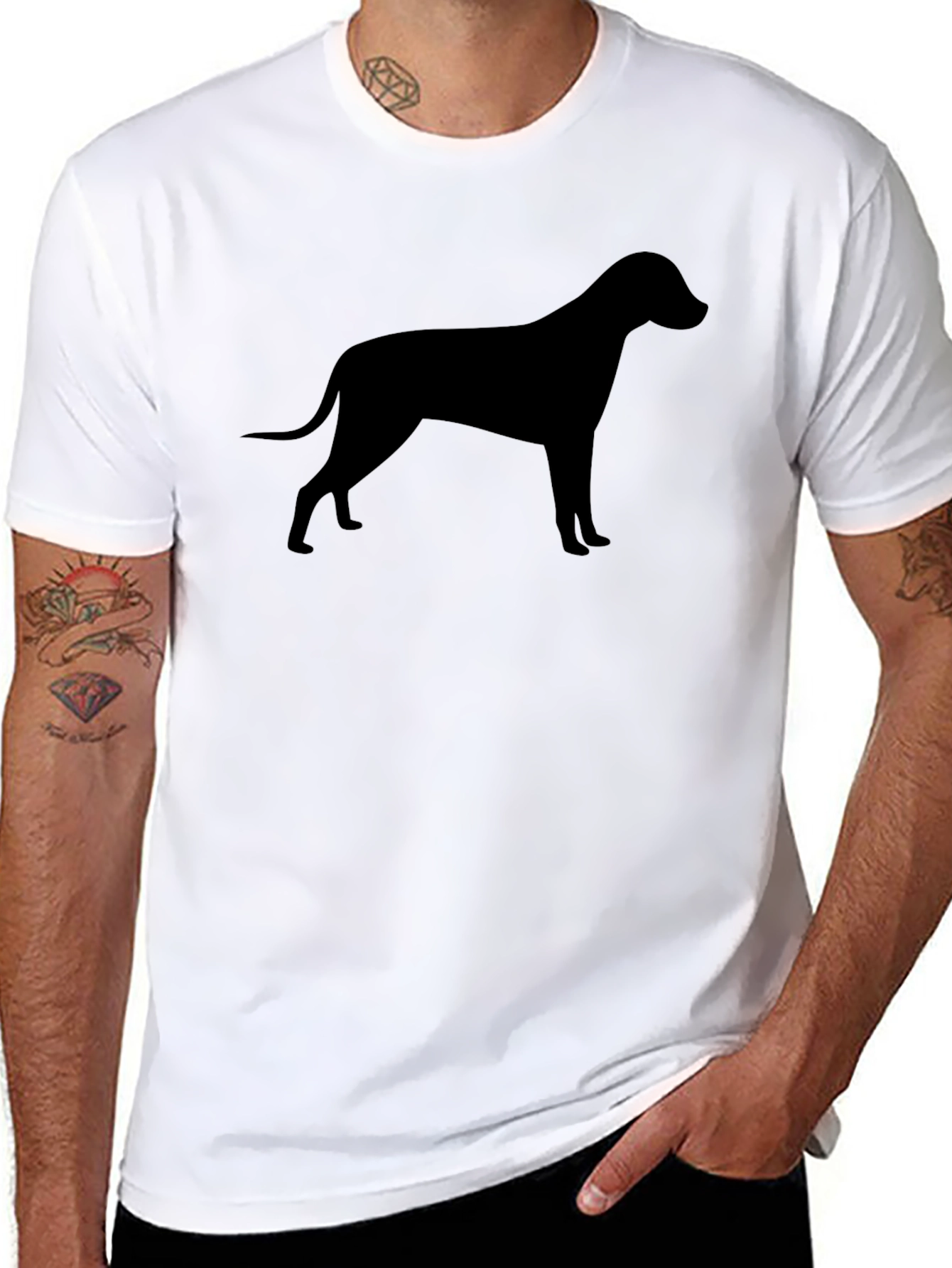 Dog Silhouette Graphic Tee - Classic Black T-Shirt
