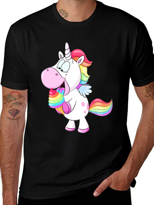 Unicorn Eating Ice Cream Graphic Tee - Black
