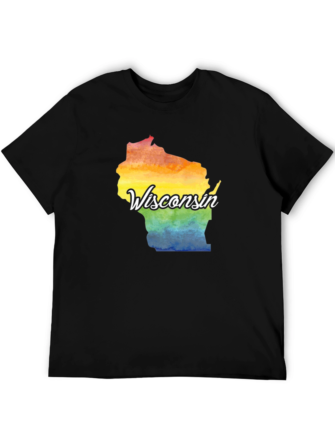Wisconsin State Pride Rainbow Graphic T-Shirt