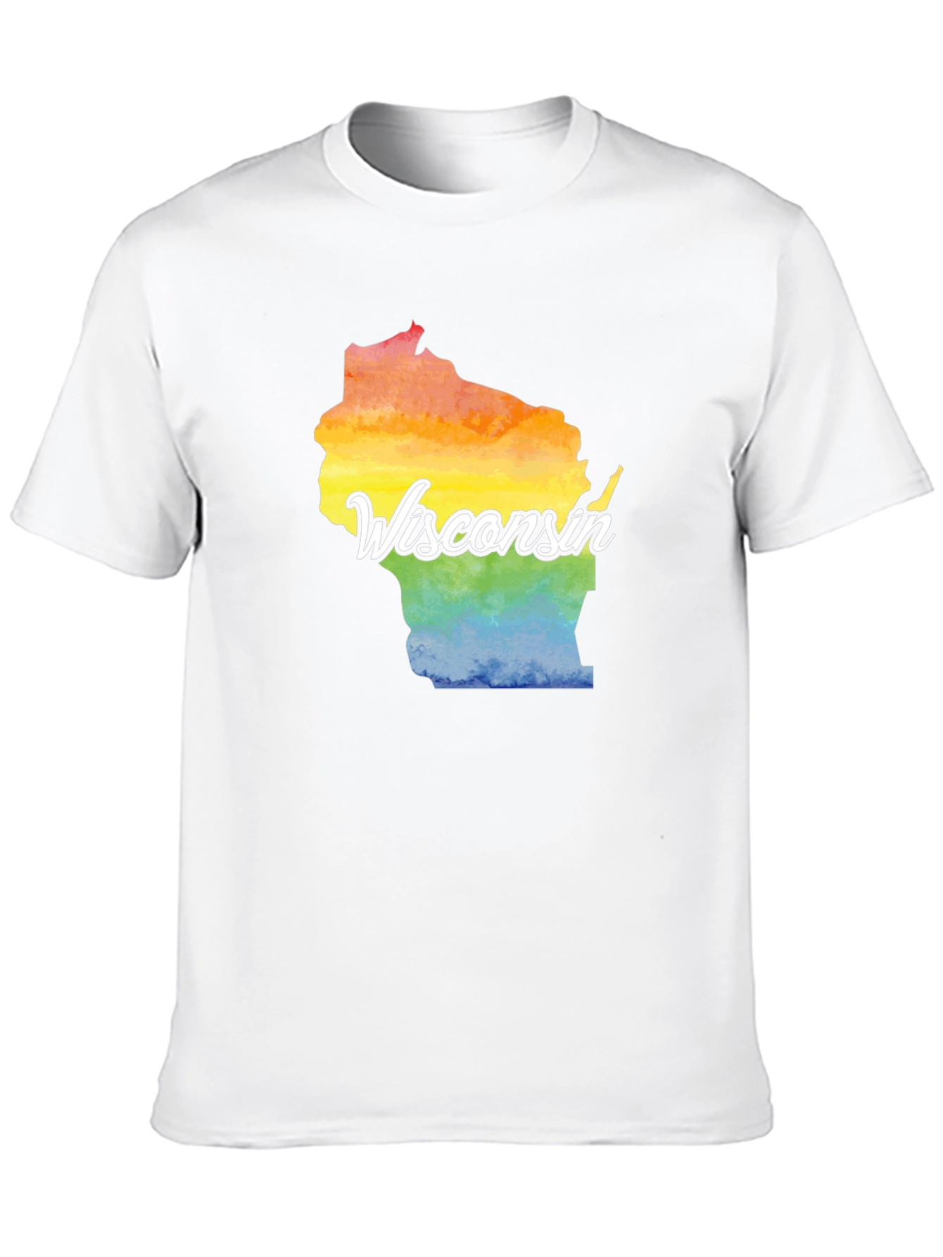 Wisconsin State Pride Rainbow Graphic T-Shirt