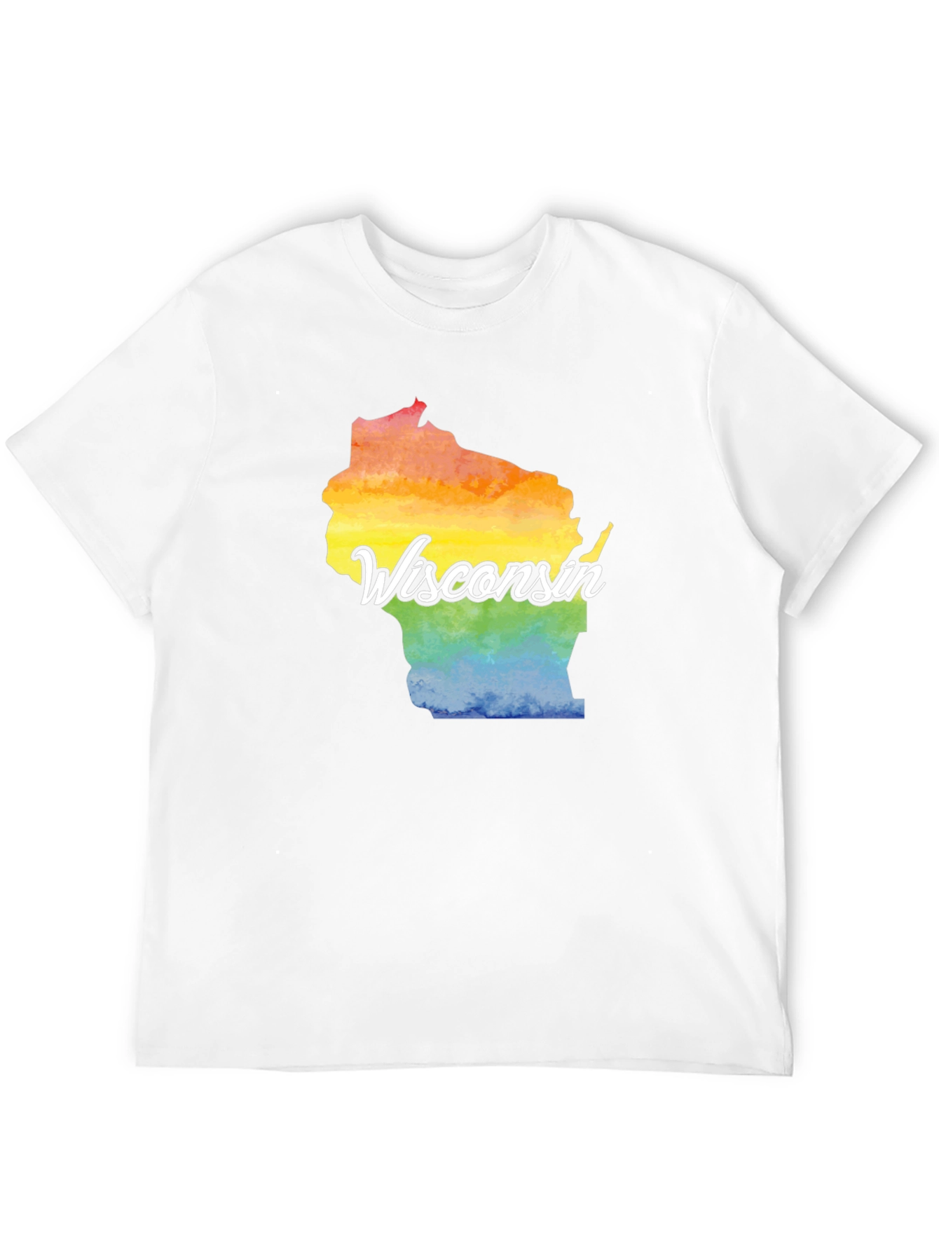 Wisconsin State Pride Rainbow Graphic T-Shirt