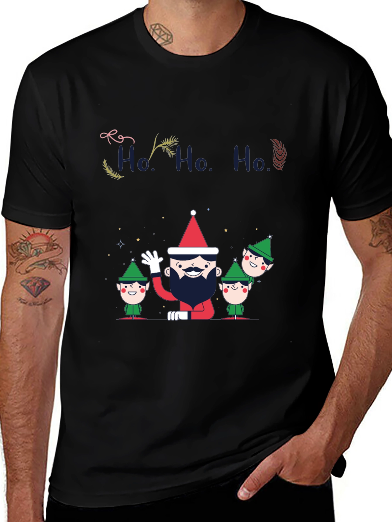 Festive Ho Ho Ho Christmas Graphic T-Shirt