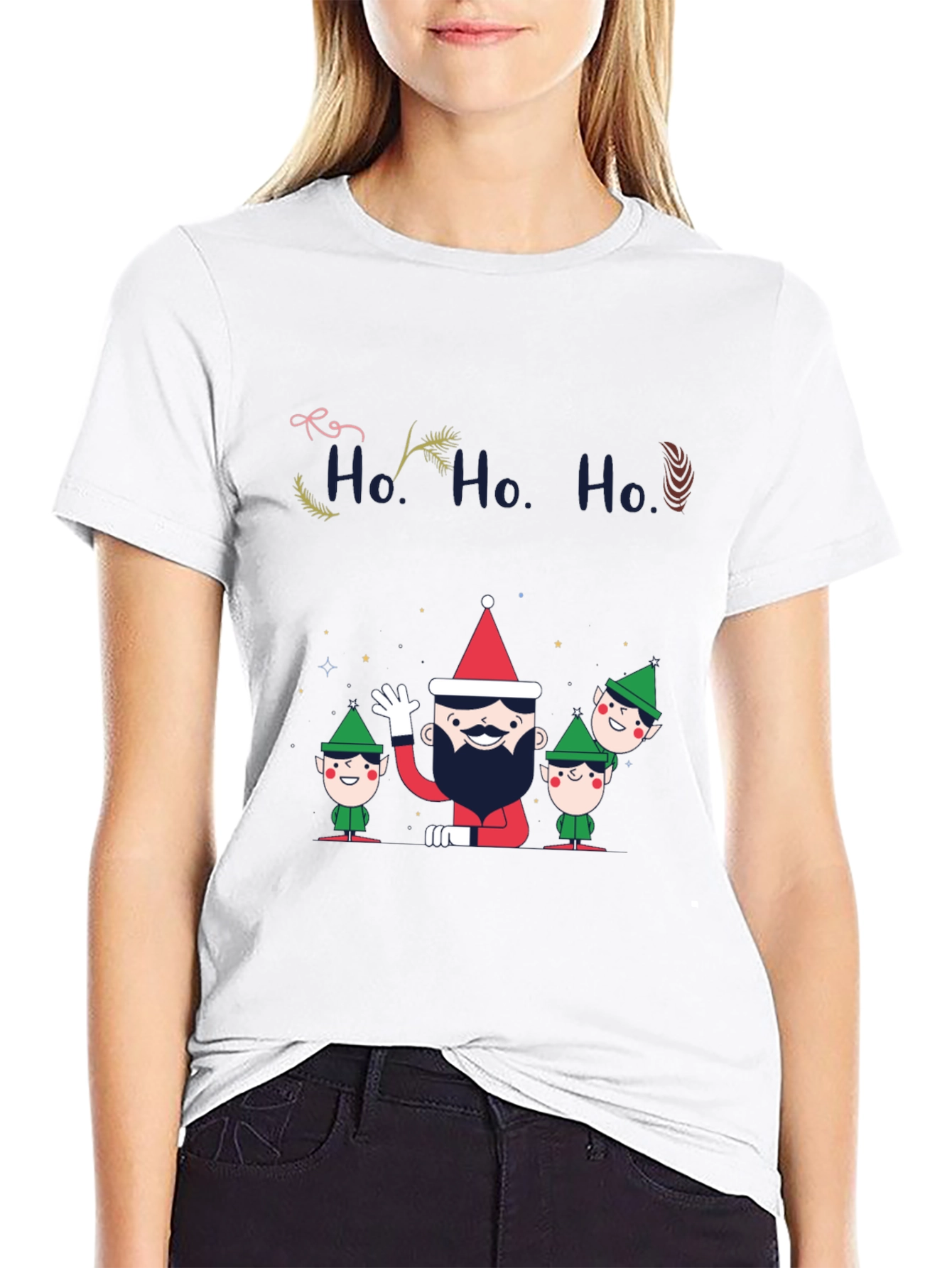 Festive Ho Ho Ho Christmas Graphic T-Shirt