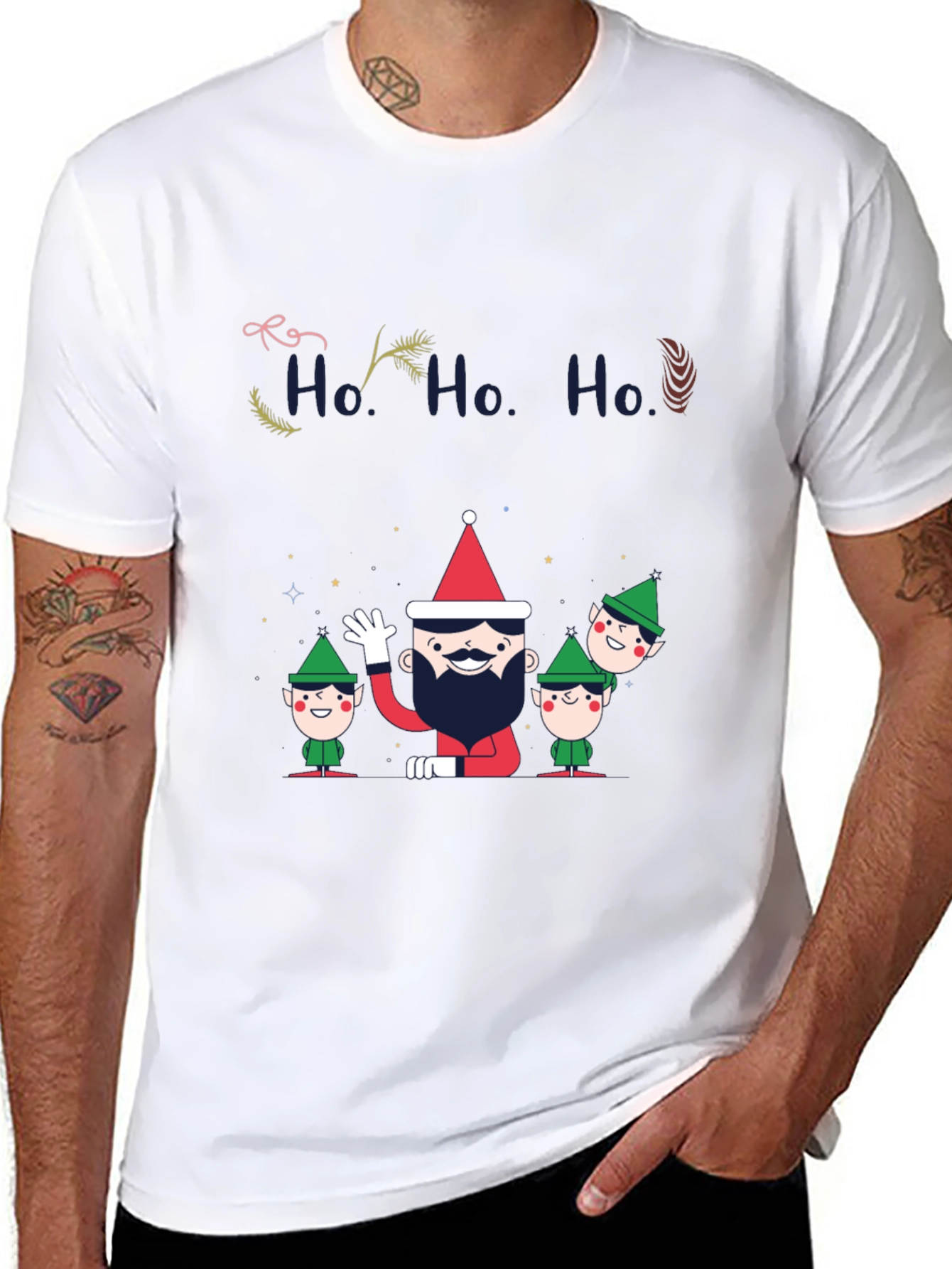 Festive Ho Ho Ho Christmas Graphic T-Shirt