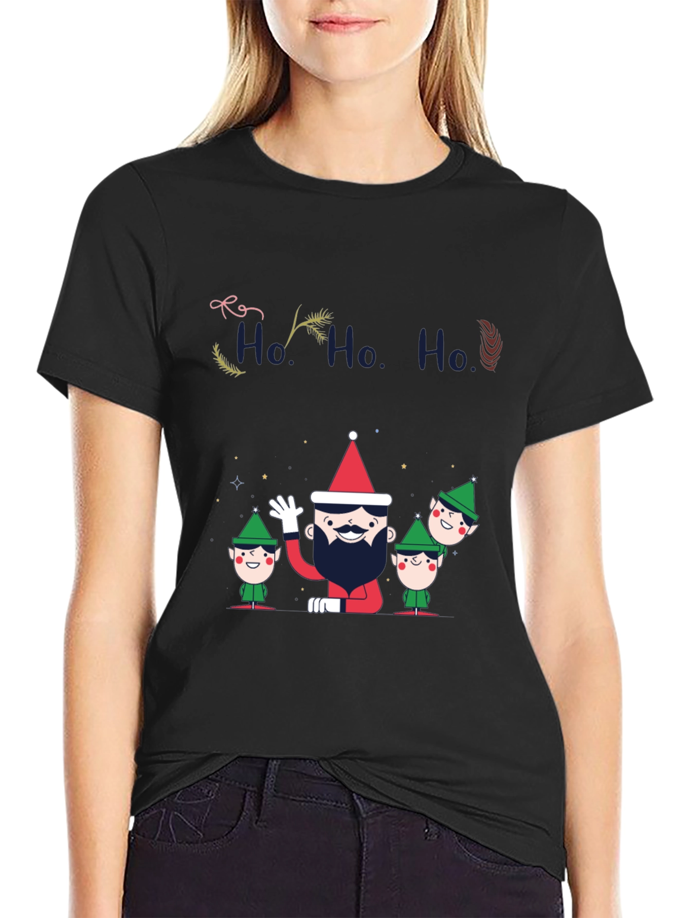 Festive Ho Ho Ho Christmas Graphic T-Shirt