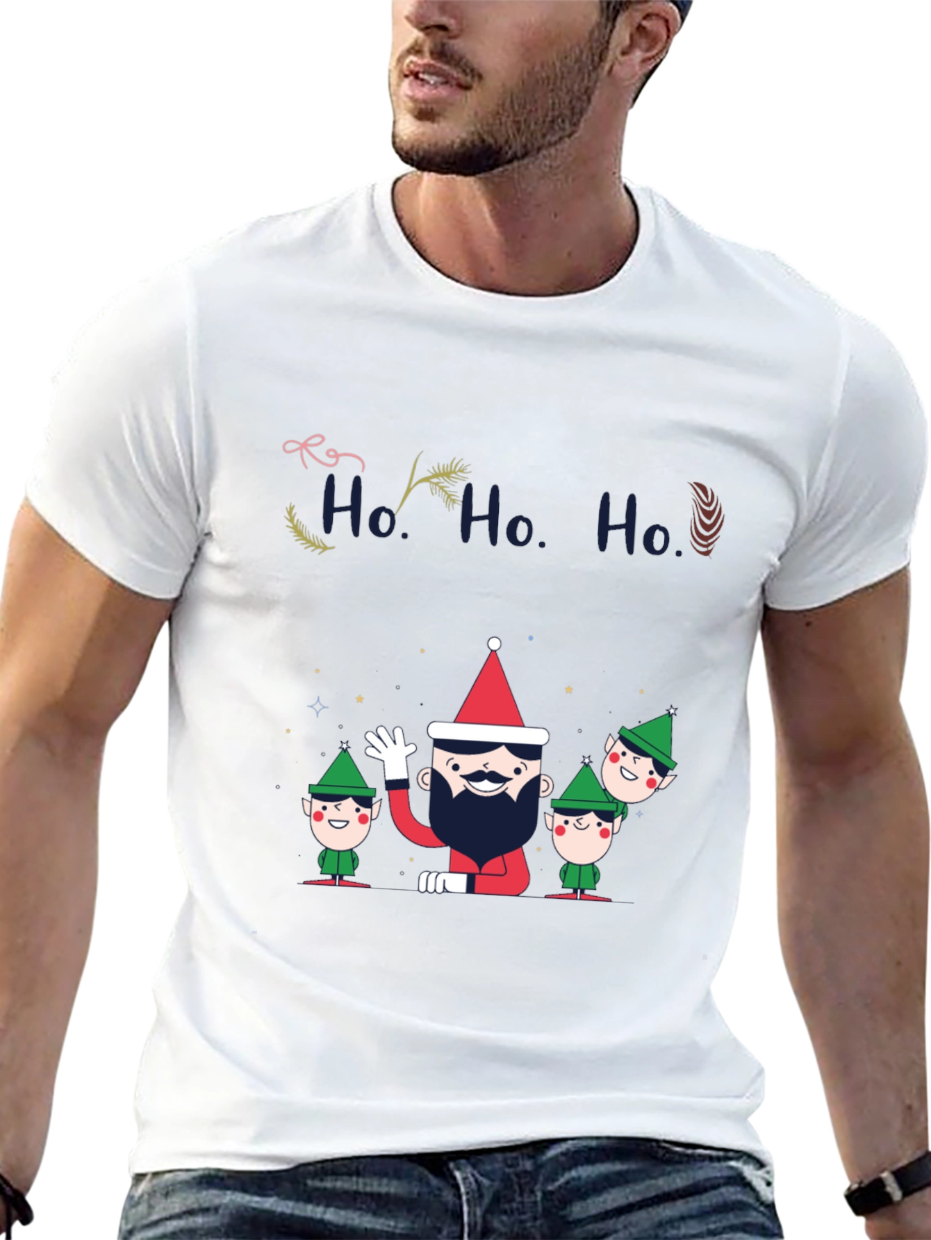 Festive Ho Ho Ho Christmas Graphic T-Shirt