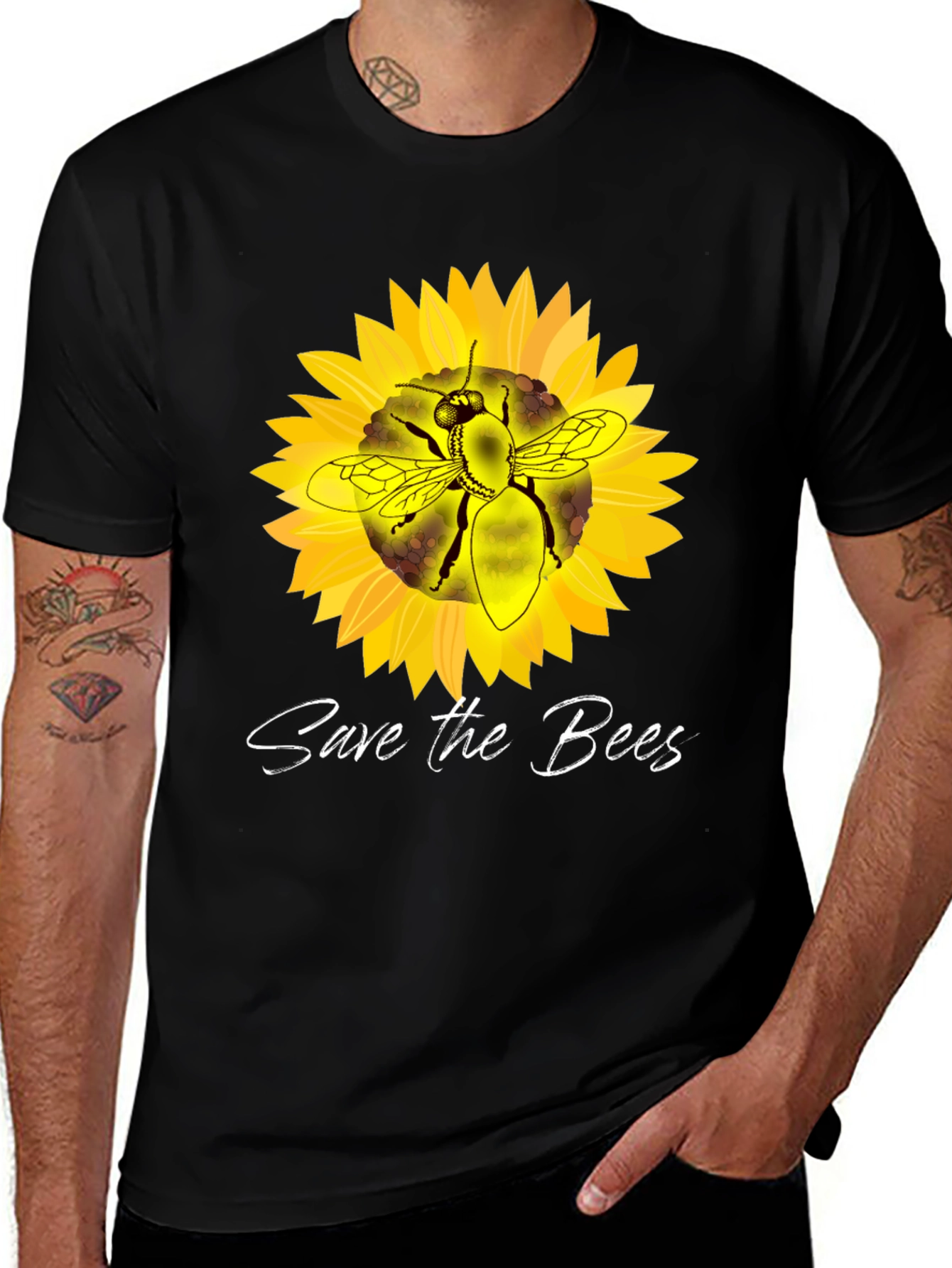 Save the Bees Sunflower Graphic T-Shirt