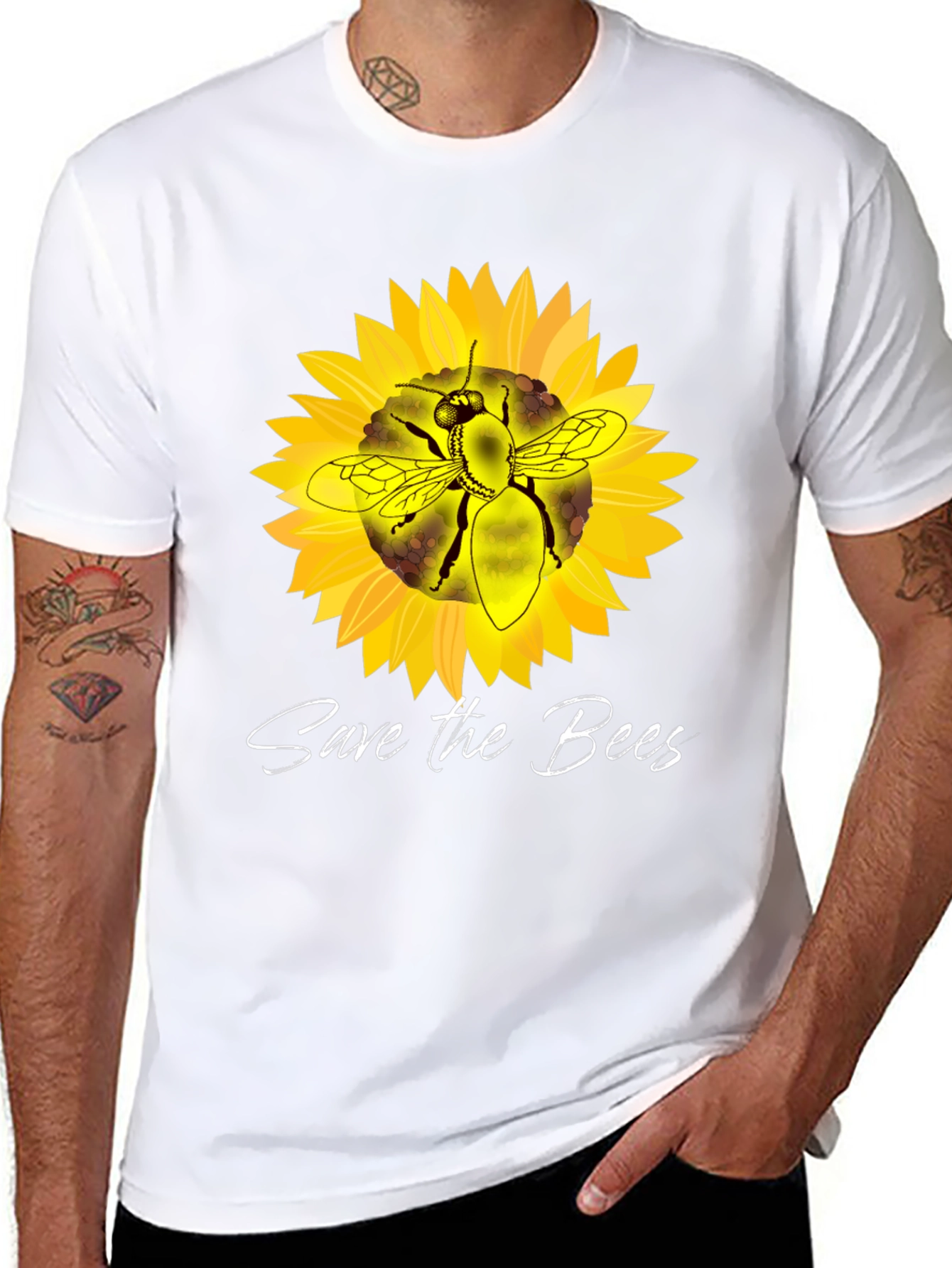 Save the Bees Sunflower Graphic T-Shirt