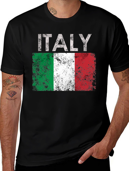 Italy Flag Distressed Graphic T-Shirt