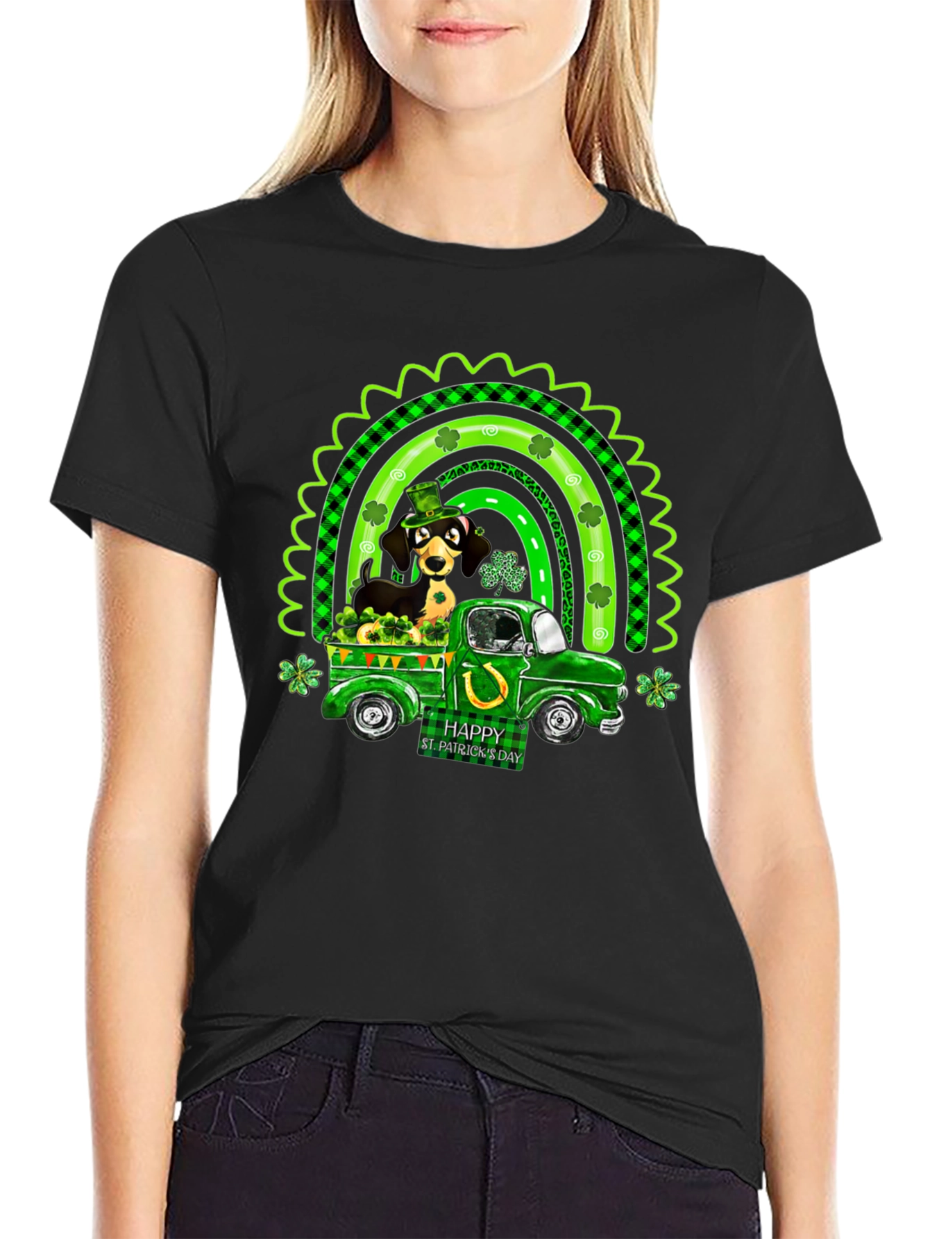 St. Patricks Day Dachshund Dog Truck T-Shirt