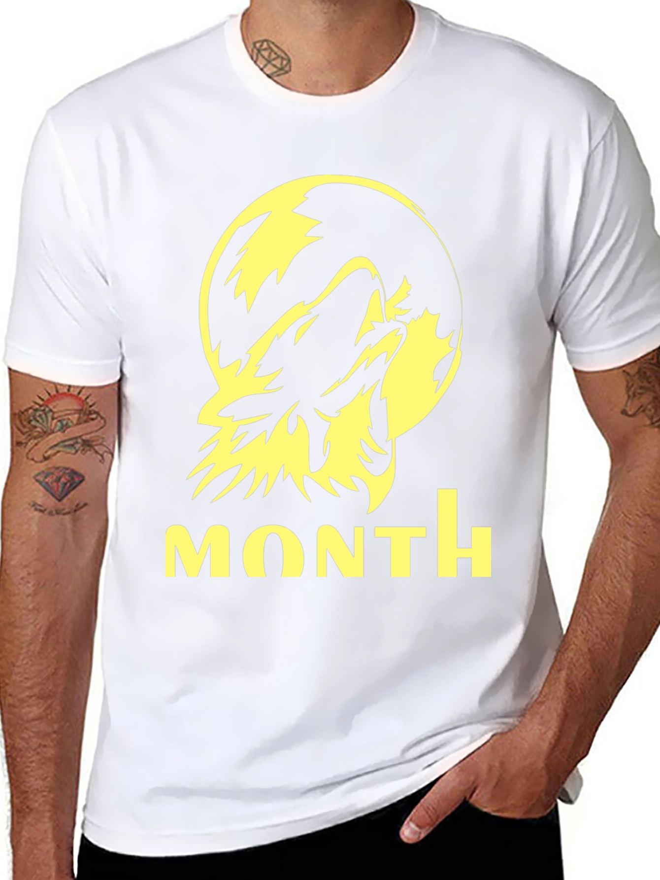 Wolf Howling at Moon Graphic Tee - Black
