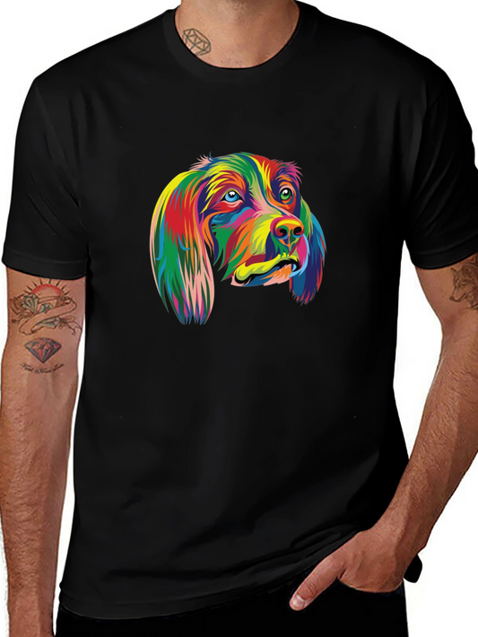 Colorful Dog Graphic T-Shirt - Stylish Animal Tee