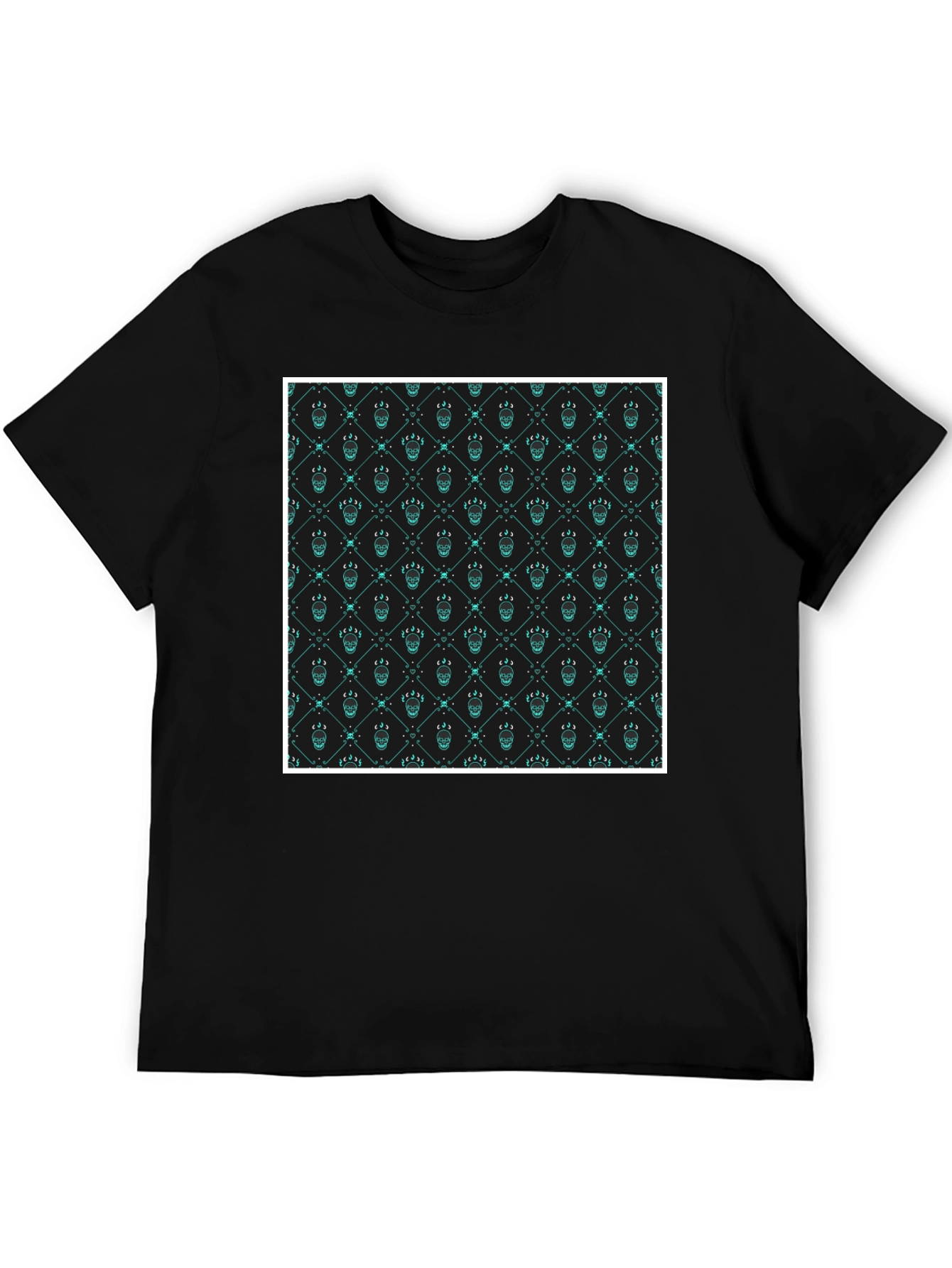Patterned Graphic Print Crew Neck T-Shirt