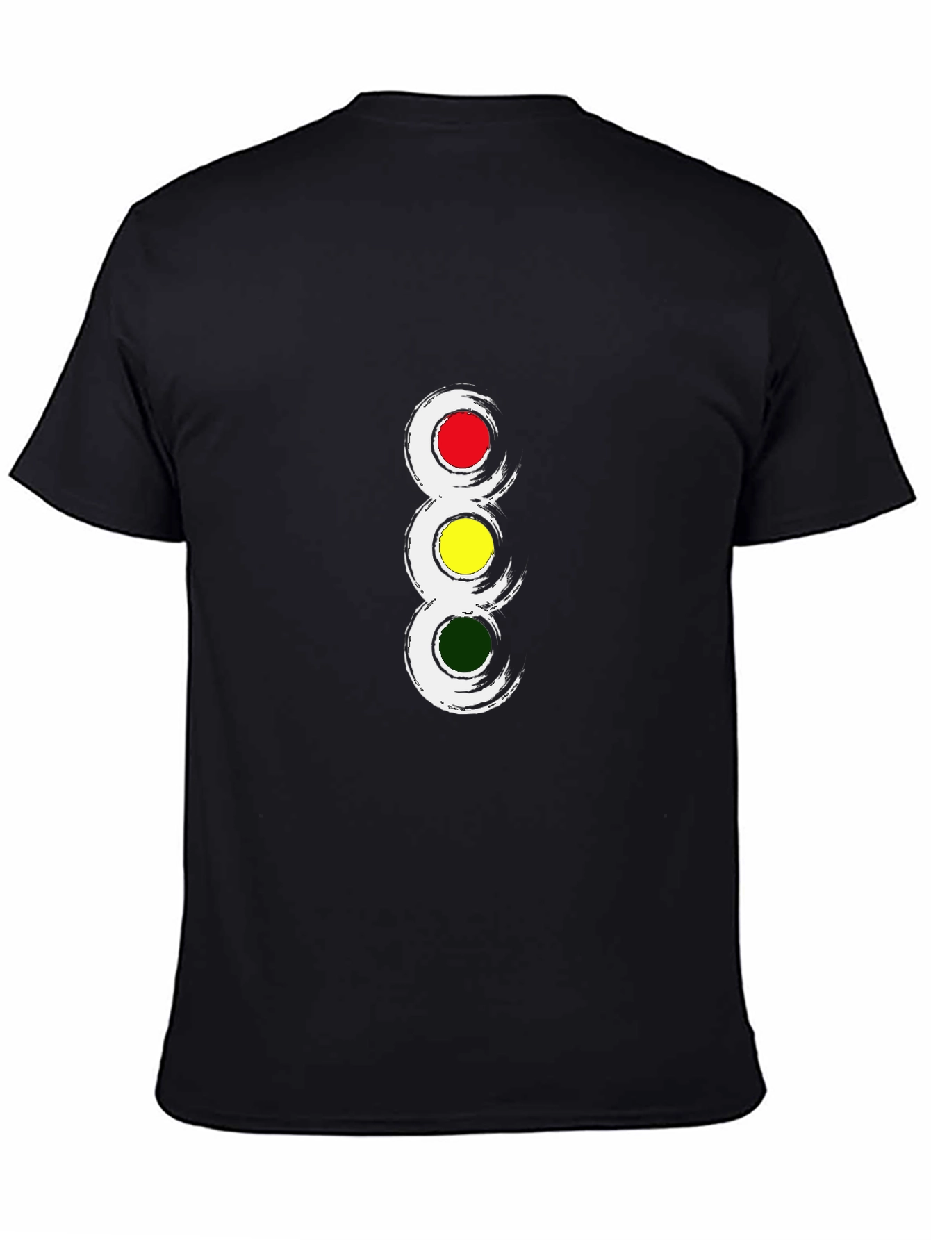 Traffic Light Graphic Tee - Black Crew Neck T-Shirt