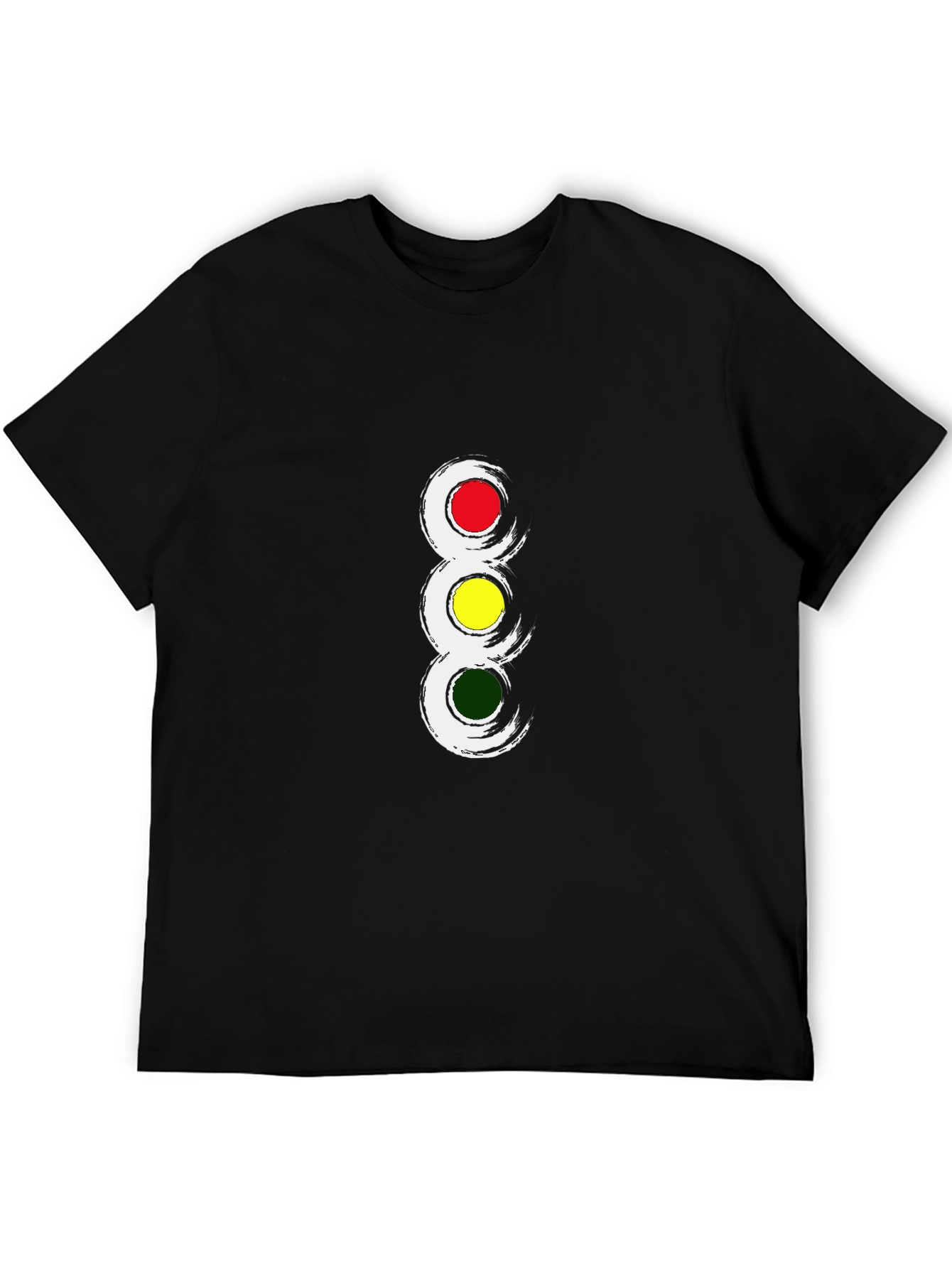 Traffic Light Graphic Tee - Black Crew Neck T-Shirt