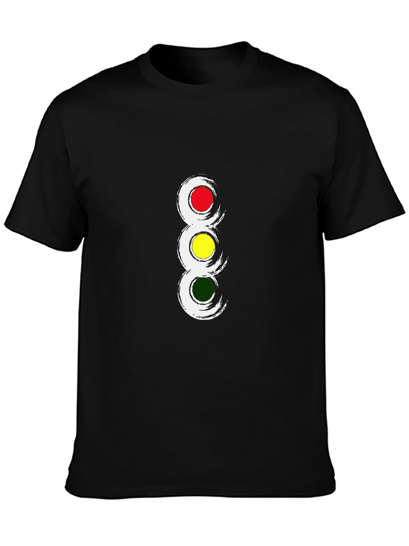 Traffic Light Graphic Tee - Black Crew Neck T-Shirt