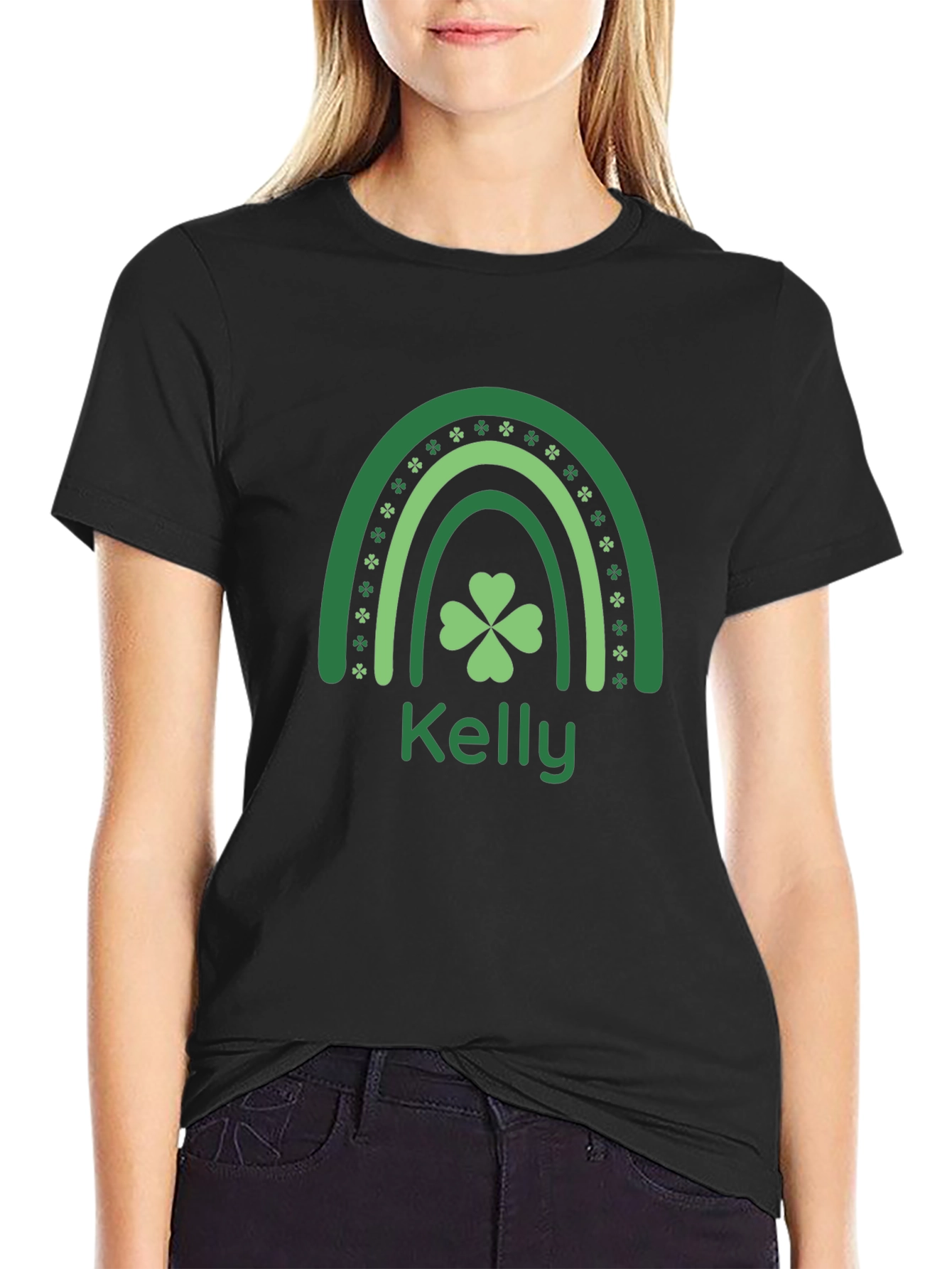 Kelly St. Patricks Day Rainbow Shamrock T-Shirt