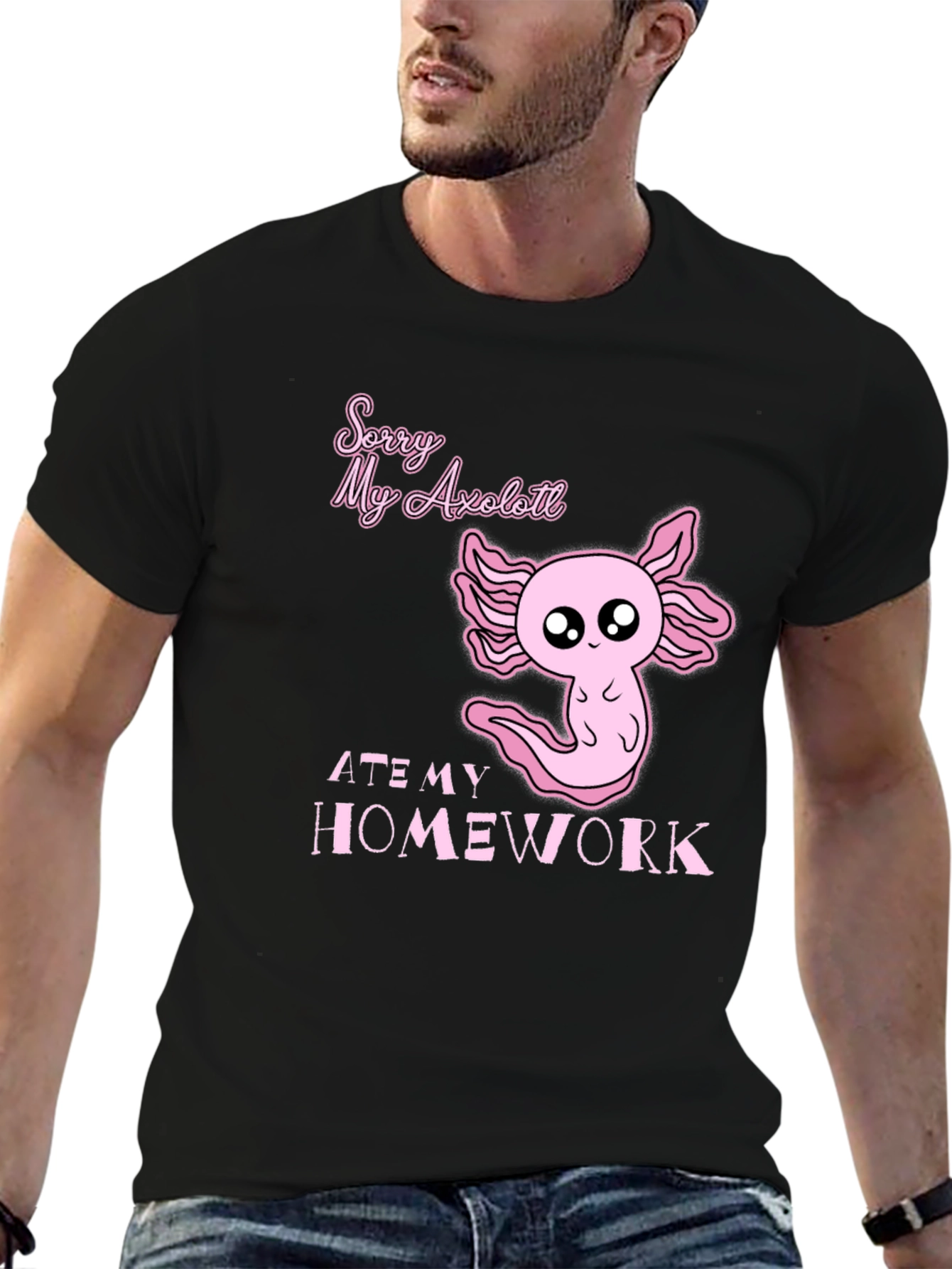 Axolotl Ate My Homework Funny Graphic T-Shirt