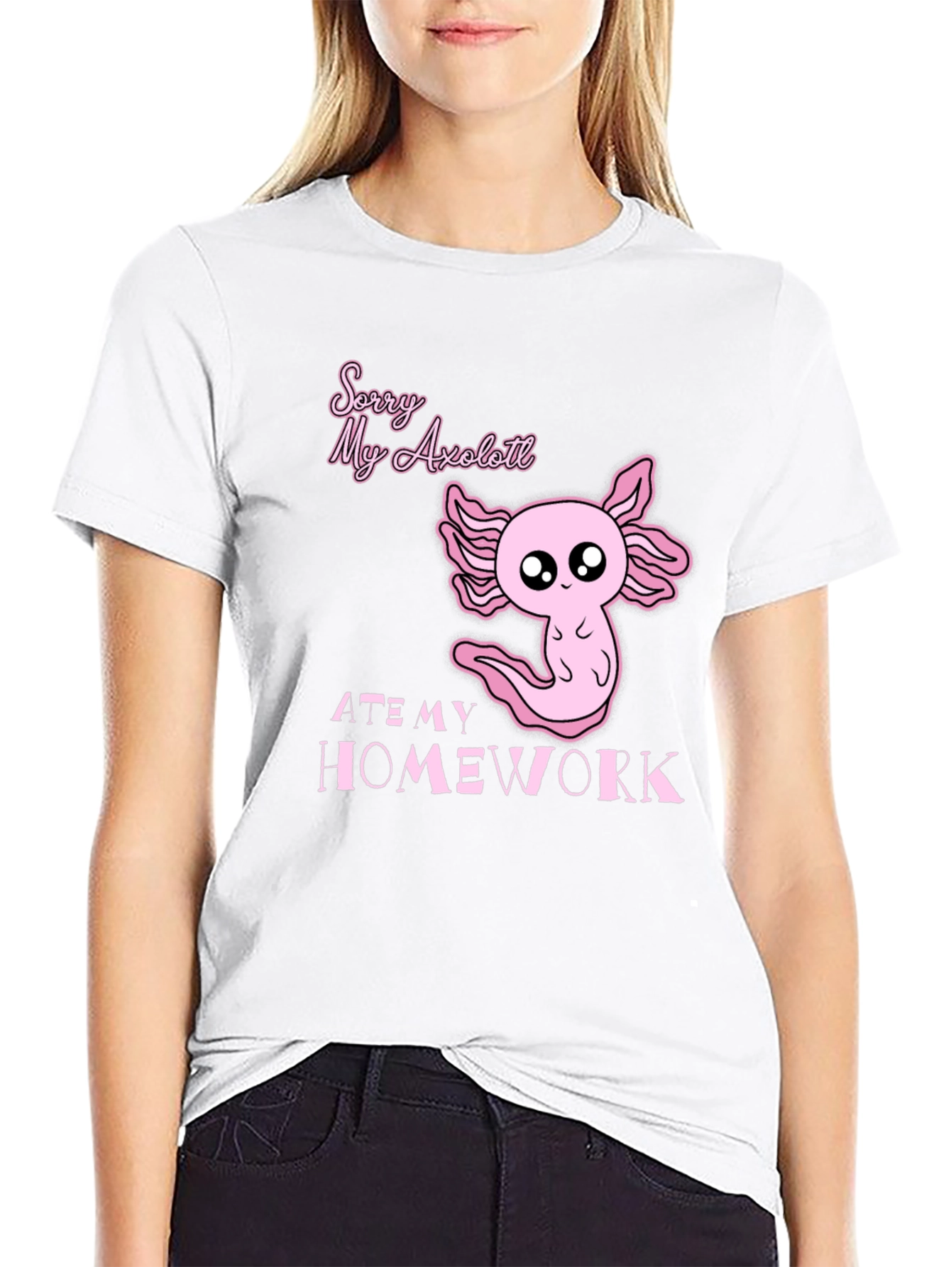 Axolotl Ate My Homework Funny Graphic T-Shirt