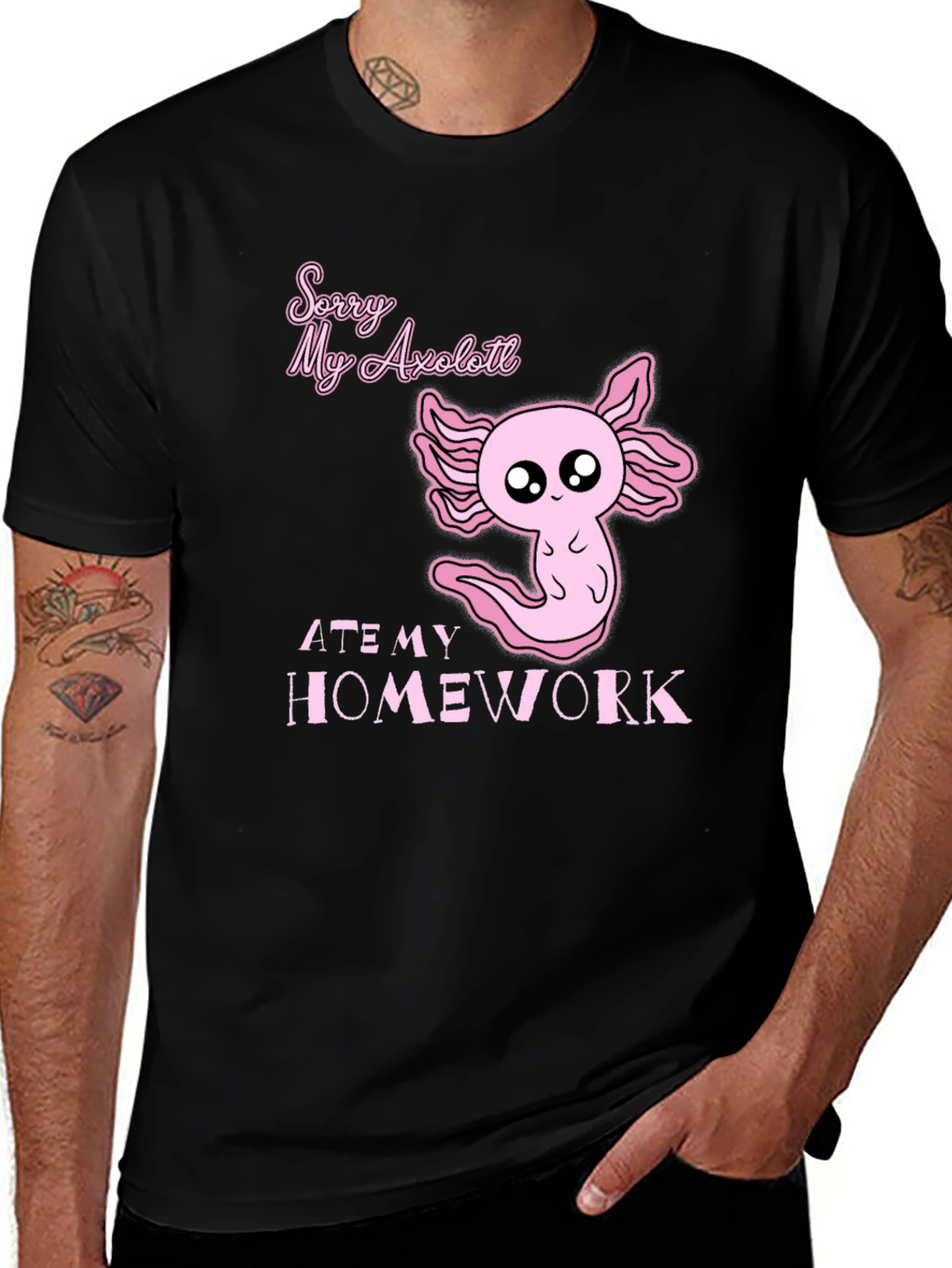 Axolotl Ate My Homework Funny Graphic T-Shirt