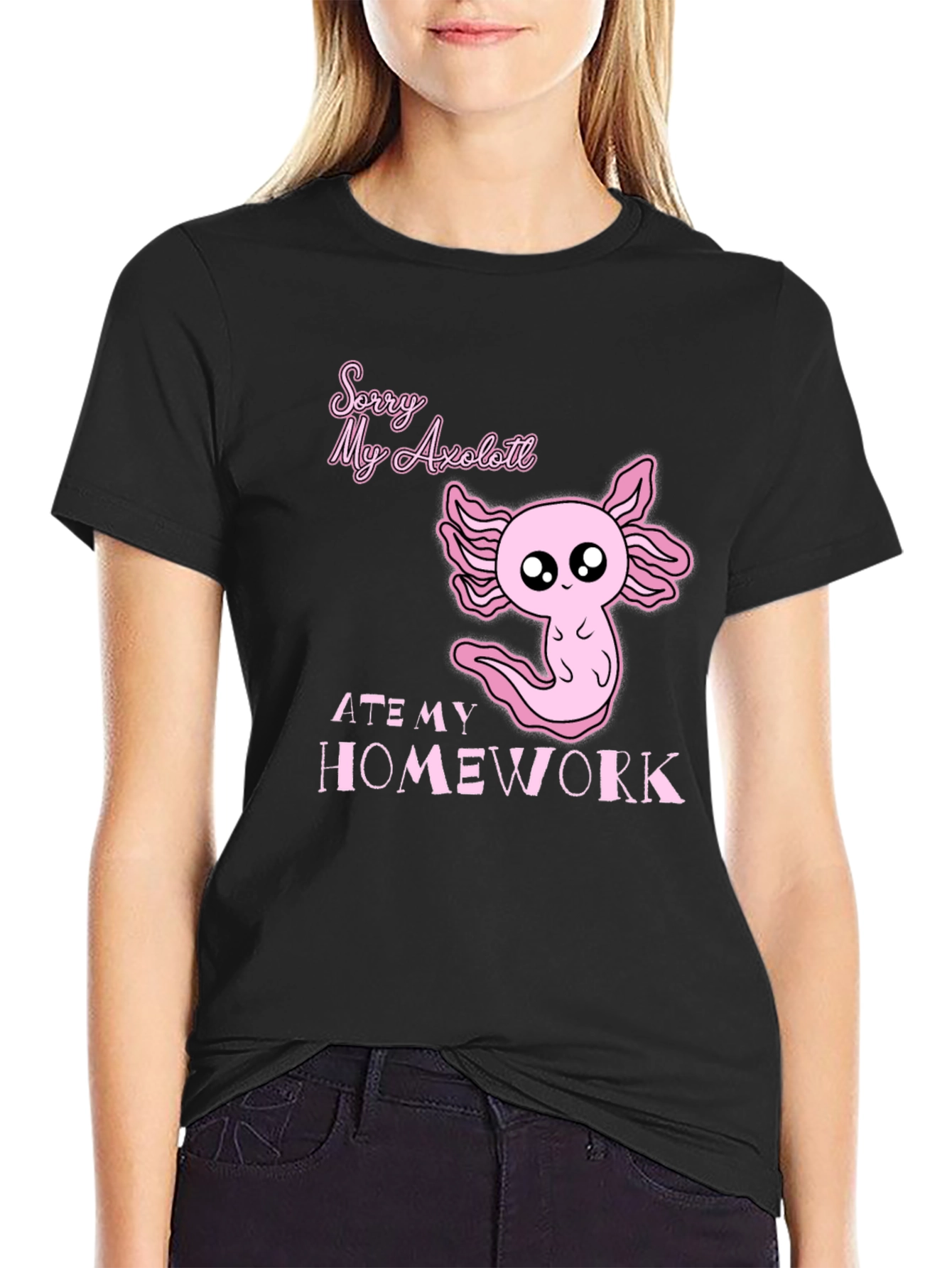 Axolotl Ate My Homework Funny Graphic T-Shirt