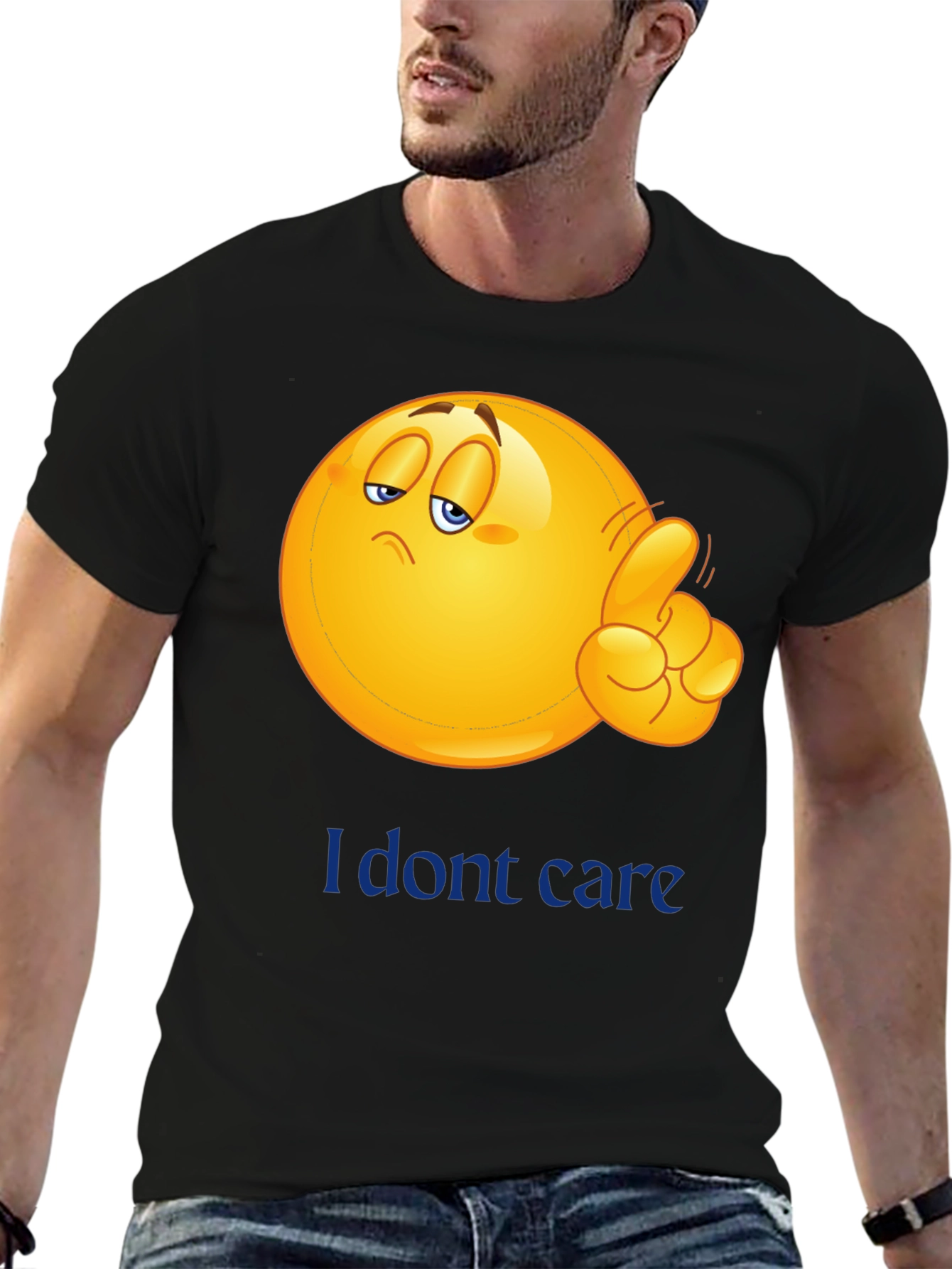 I Dont Care Emoji Graphic Tee - Black