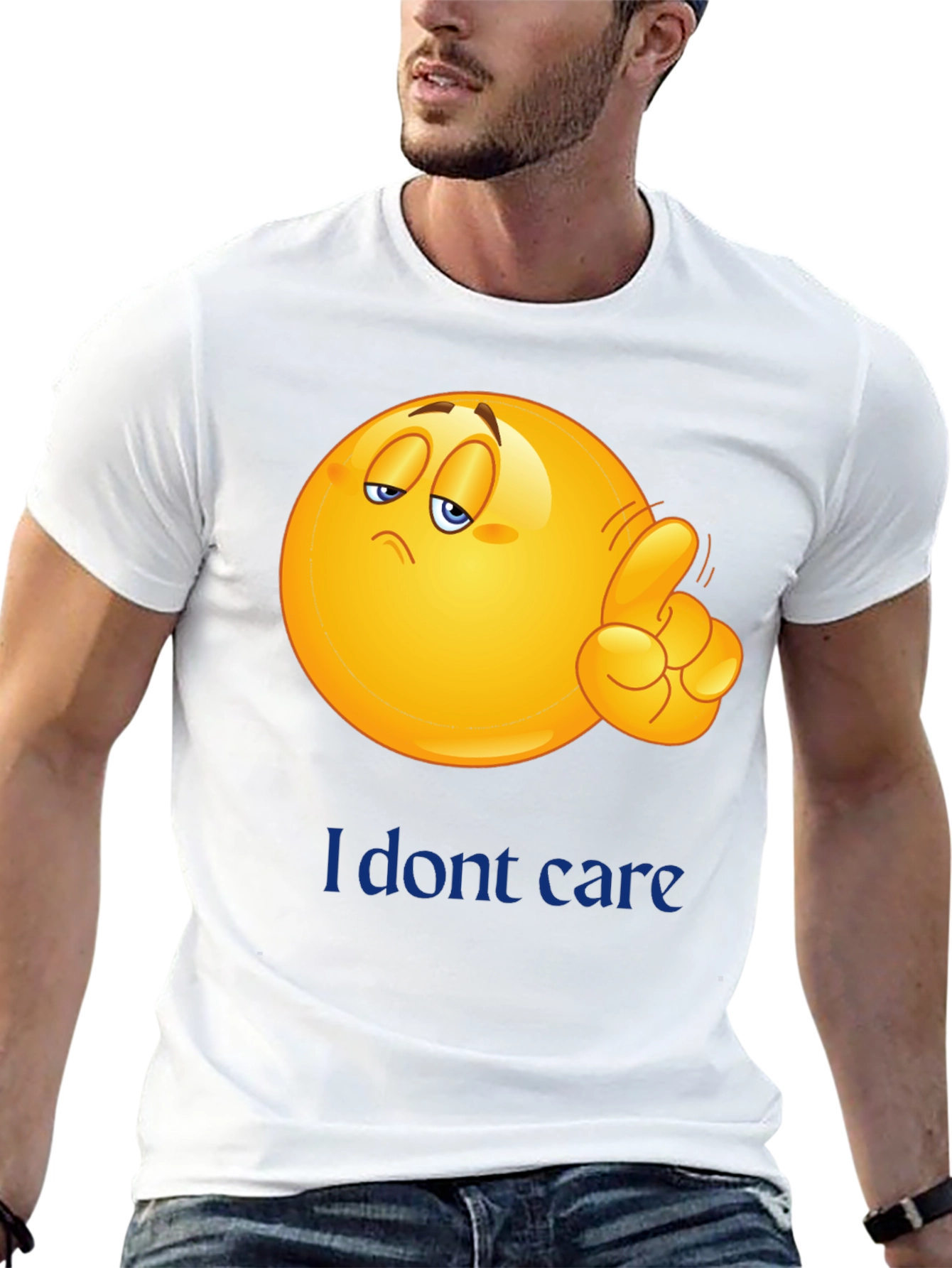 I Dont Care Emoji Graphic Tee - Black