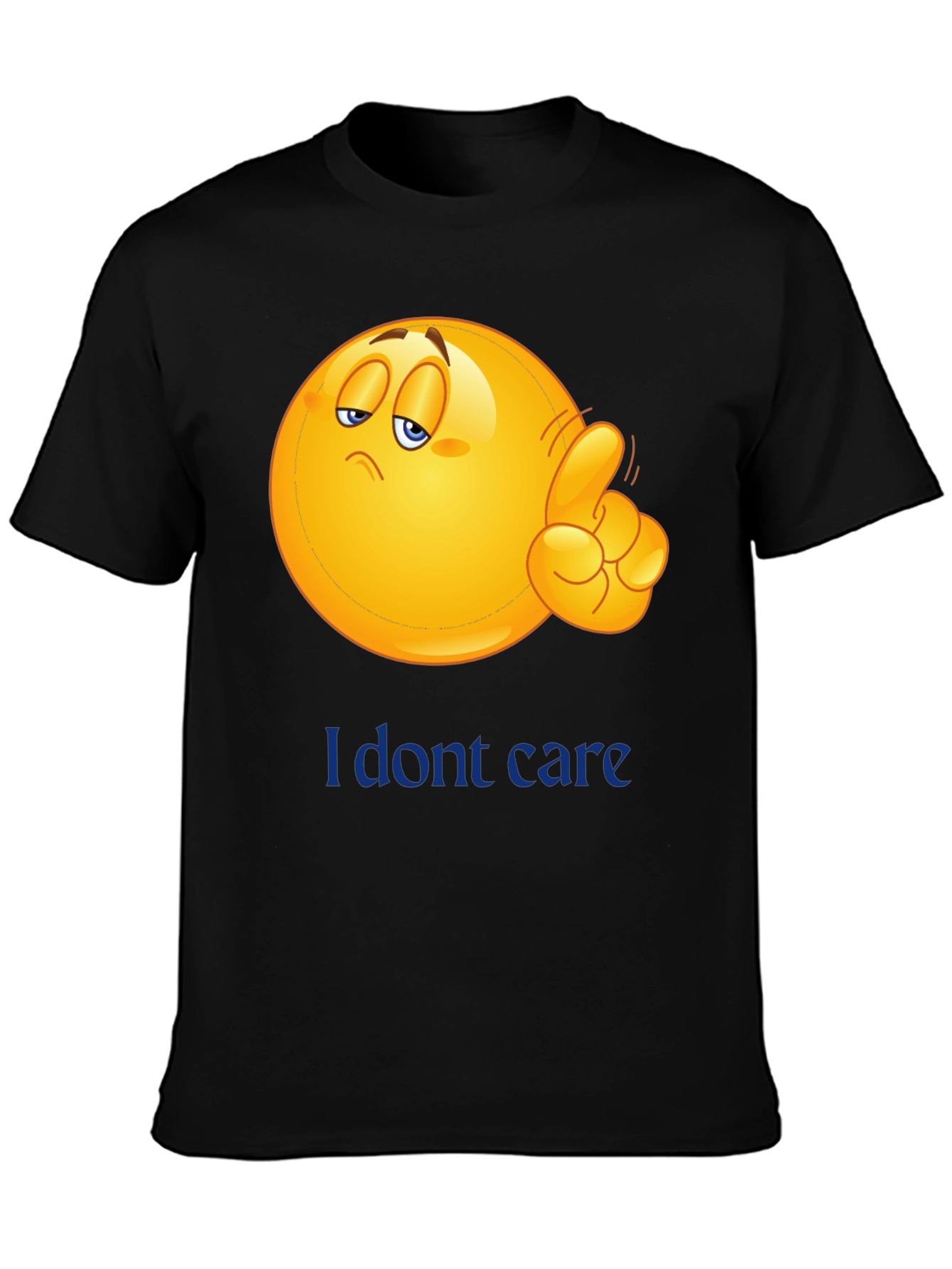I Dont Care Emoji Graphic Tee - Black