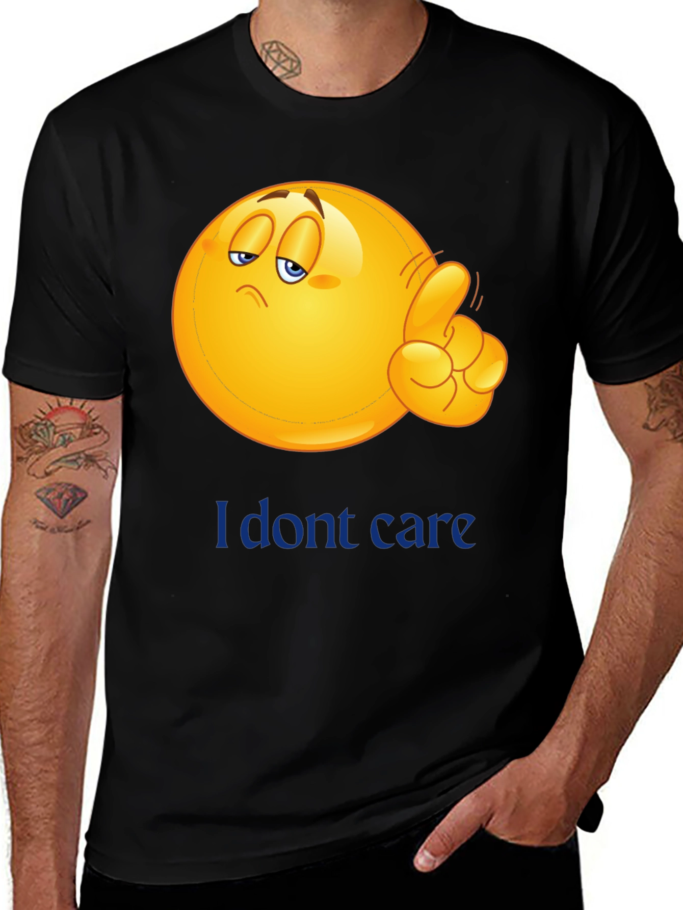 I Dont Care Emoji Graphic Tee - Black