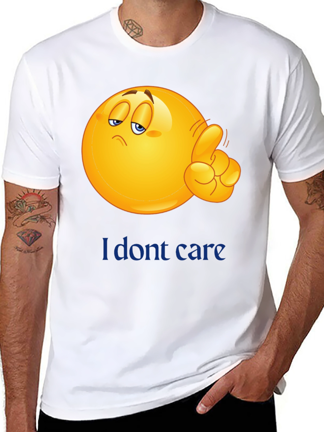 I Dont Care Emoji Graphic Tee - Black