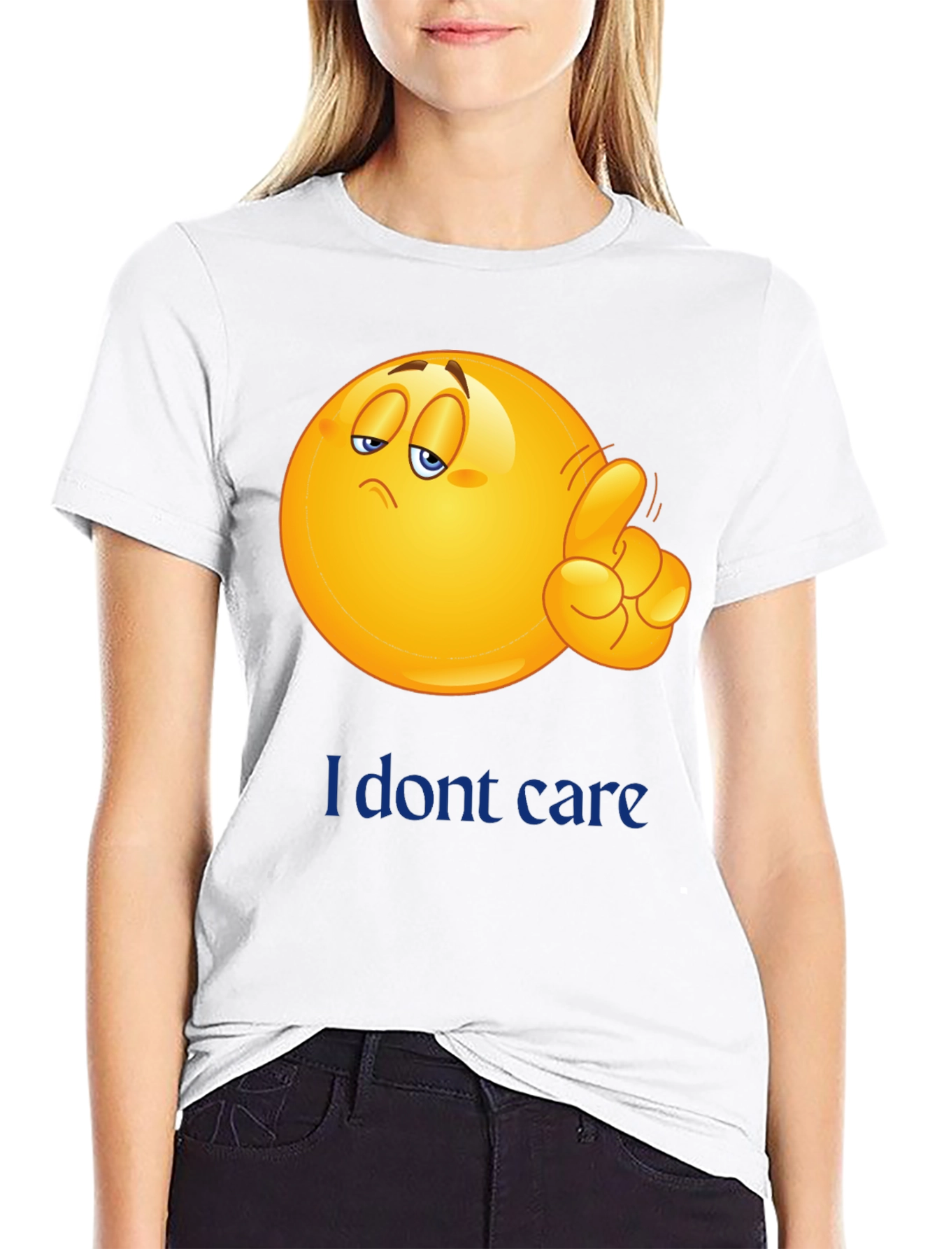 I Dont Care Emoji Graphic Tee - Black