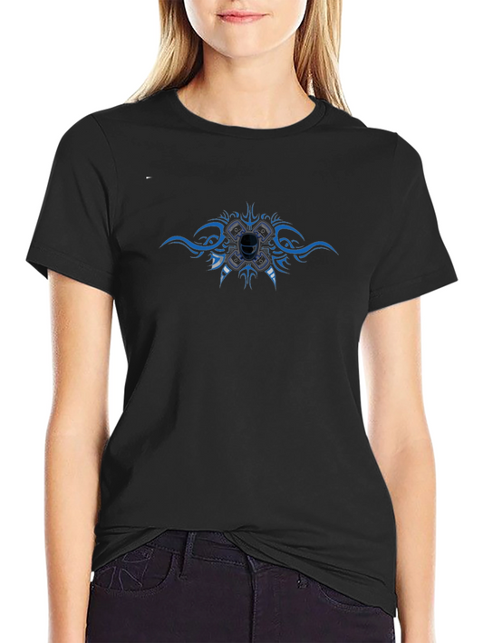 Black T-Shirt with Tattoo Style Engine Design