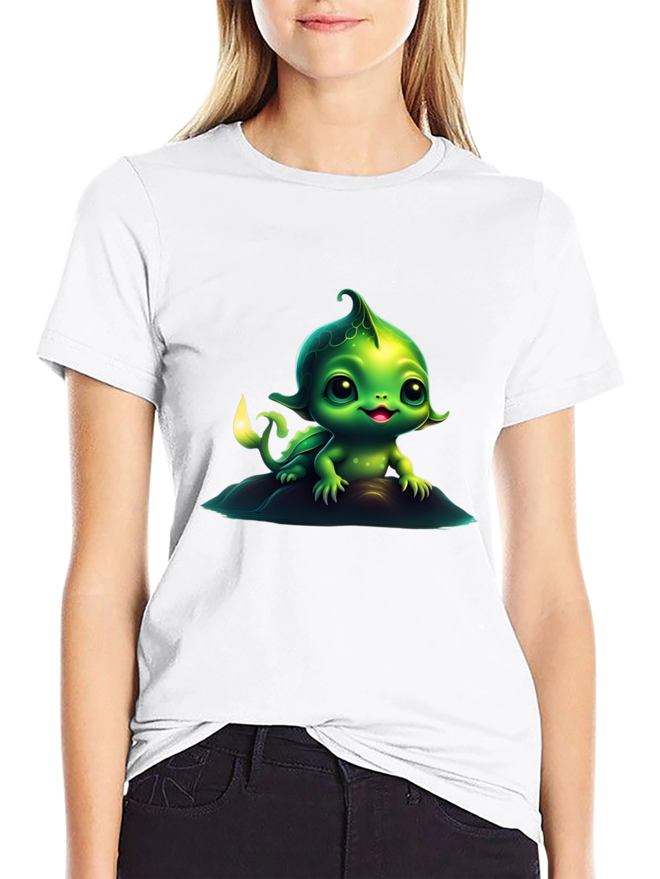 Cute Green Creature Graphic Tee