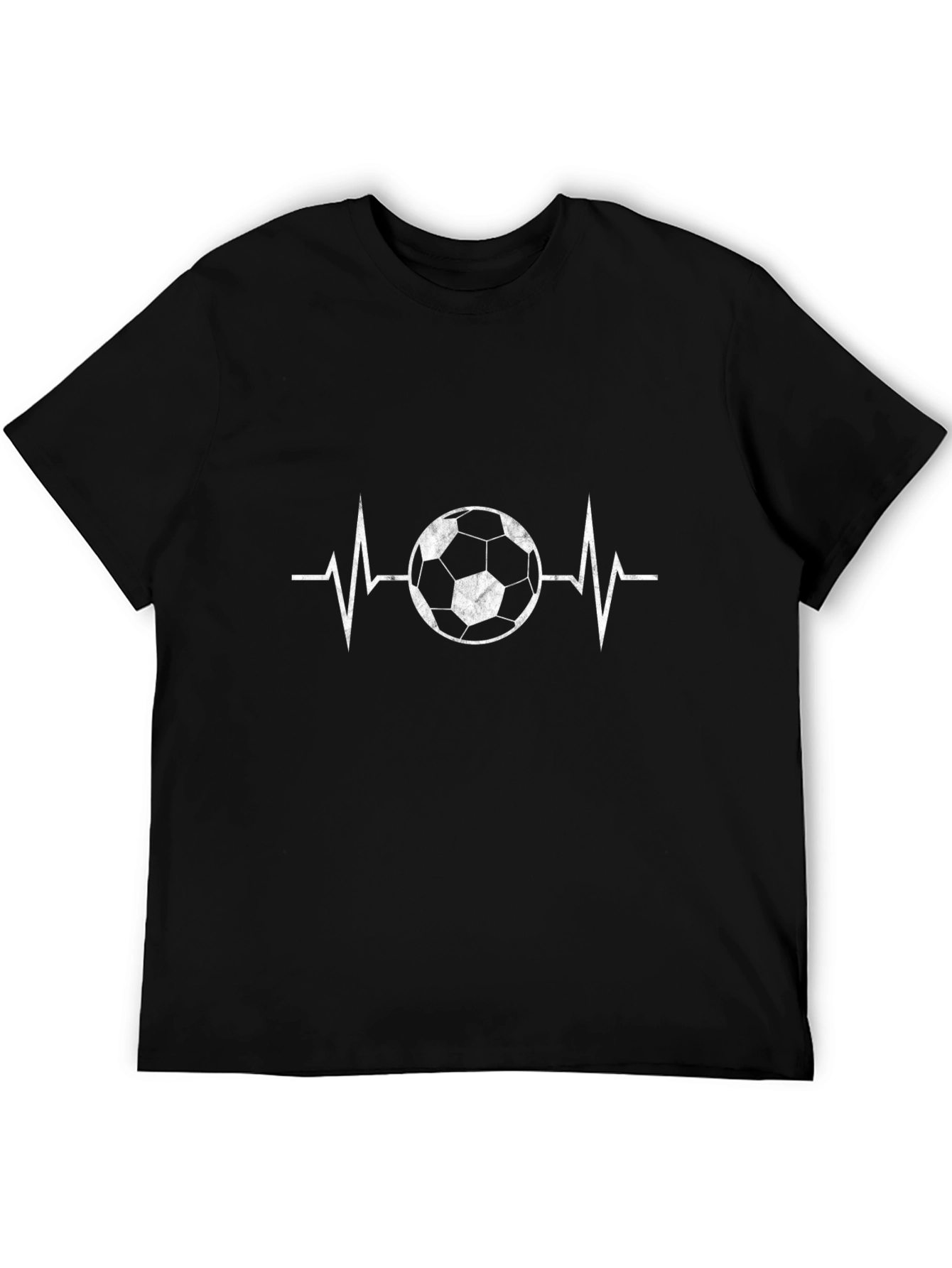 Soccer Heartbeat Graphic Tee - Black Cotton T-Shirt