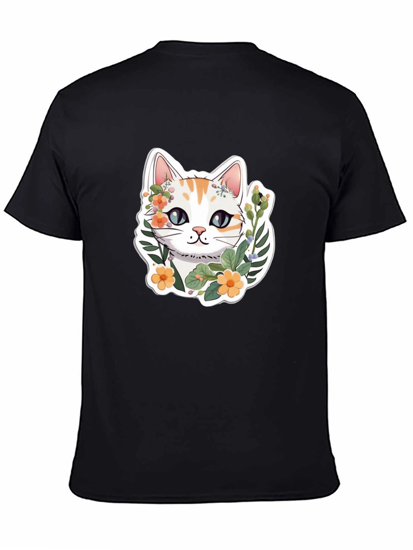 Floral Cat Graphic Tee - Cute & Stylish