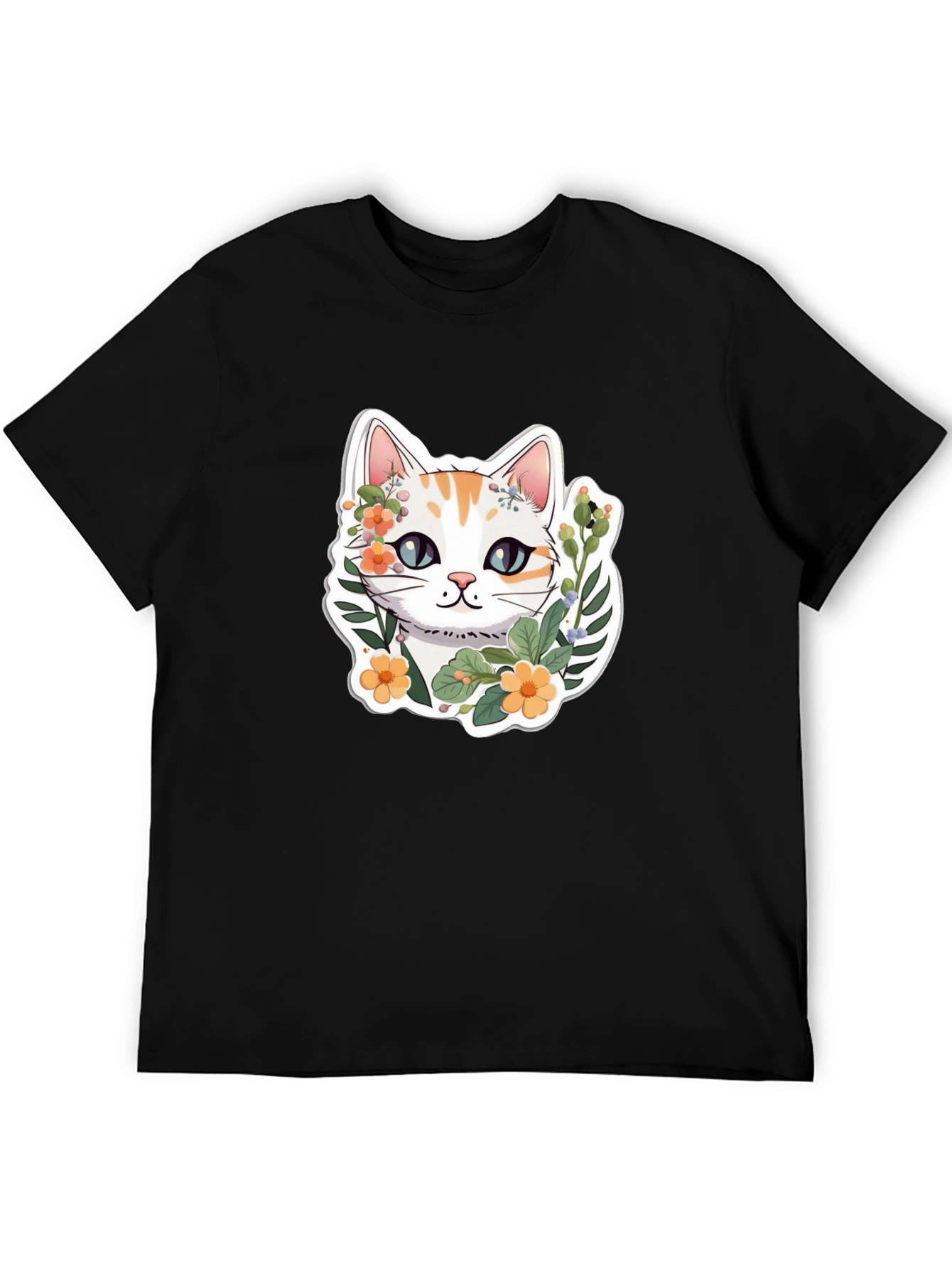 Floral Cat Graphic Tee - Cute & Stylish