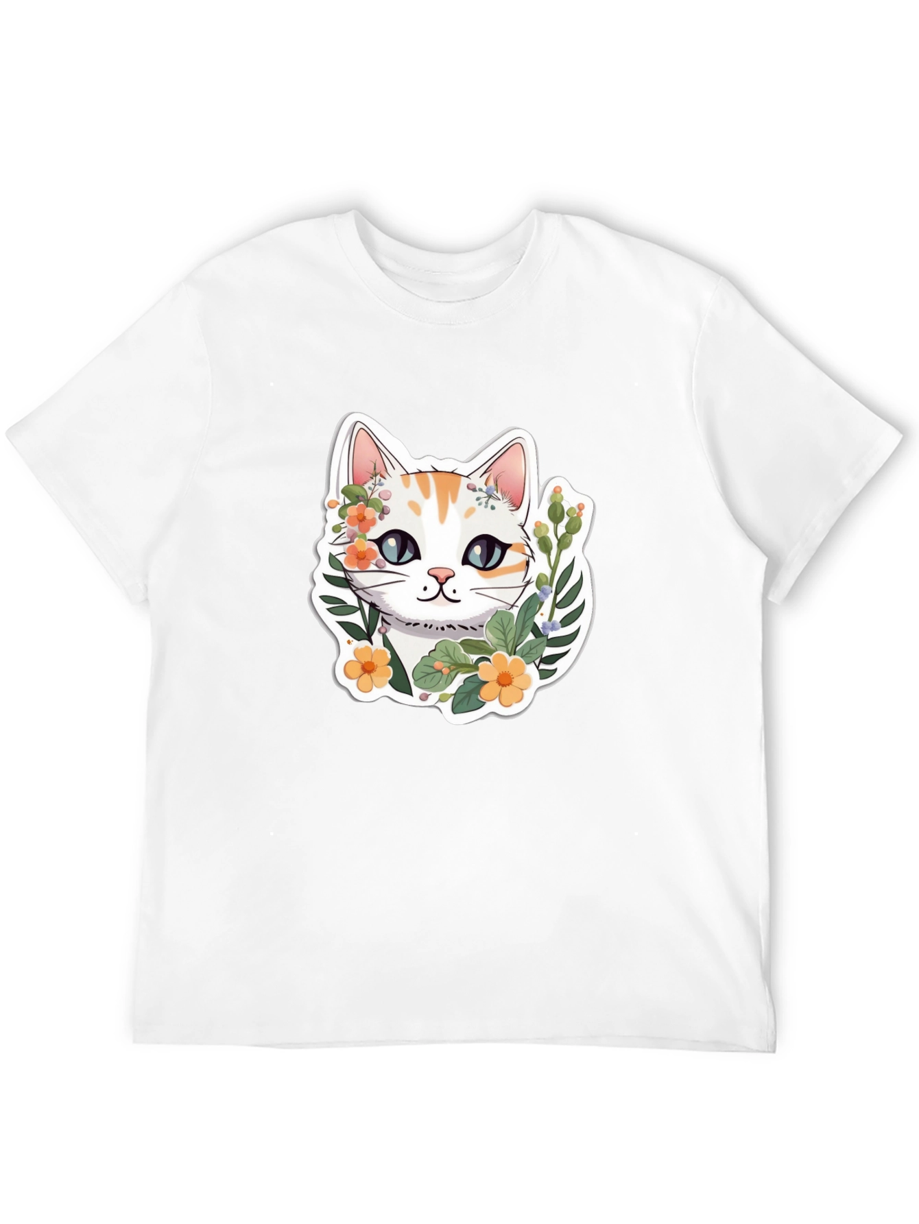 Floral Cat Graphic Tee - Cute & Stylish