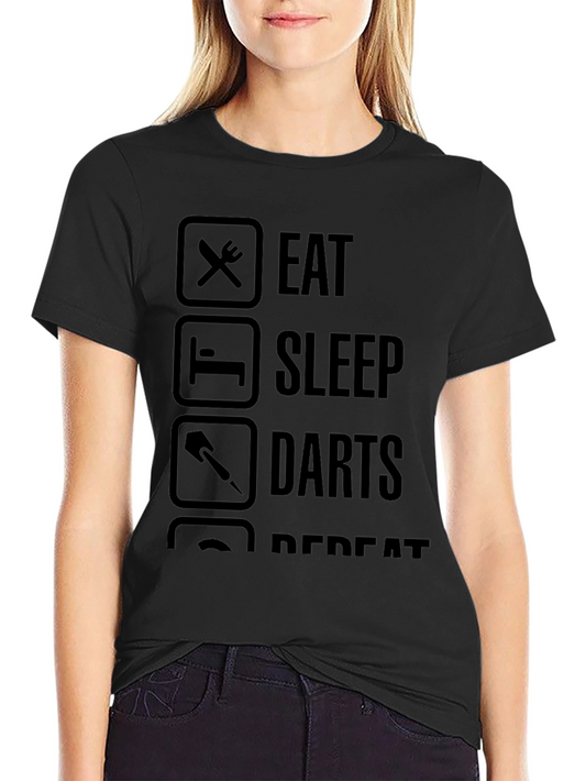 Eat Sleep Darts Repeat Black T-Shirt