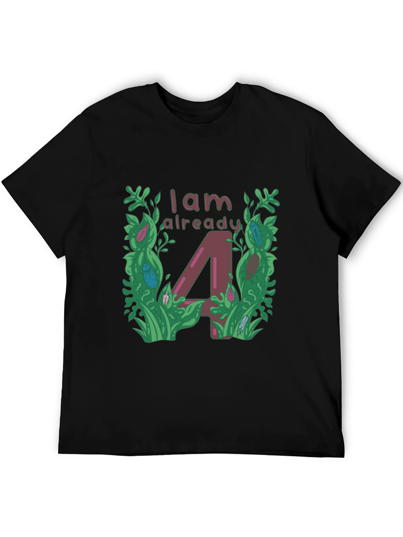 I am Already 4 T-Shirt - Black Cotton Blend