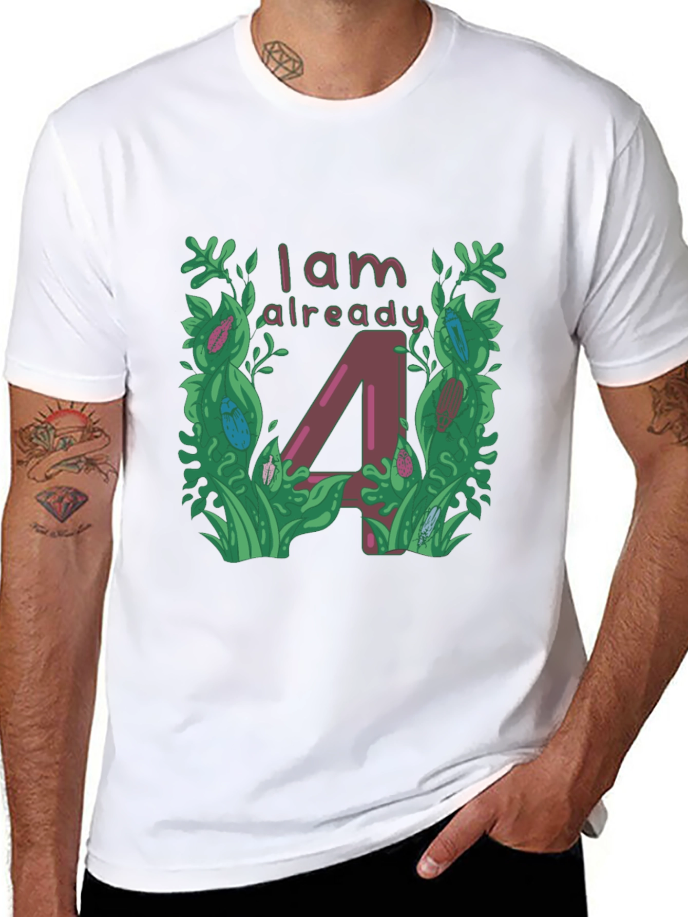 I am Already 4 T-Shirt - Black Cotton Blend