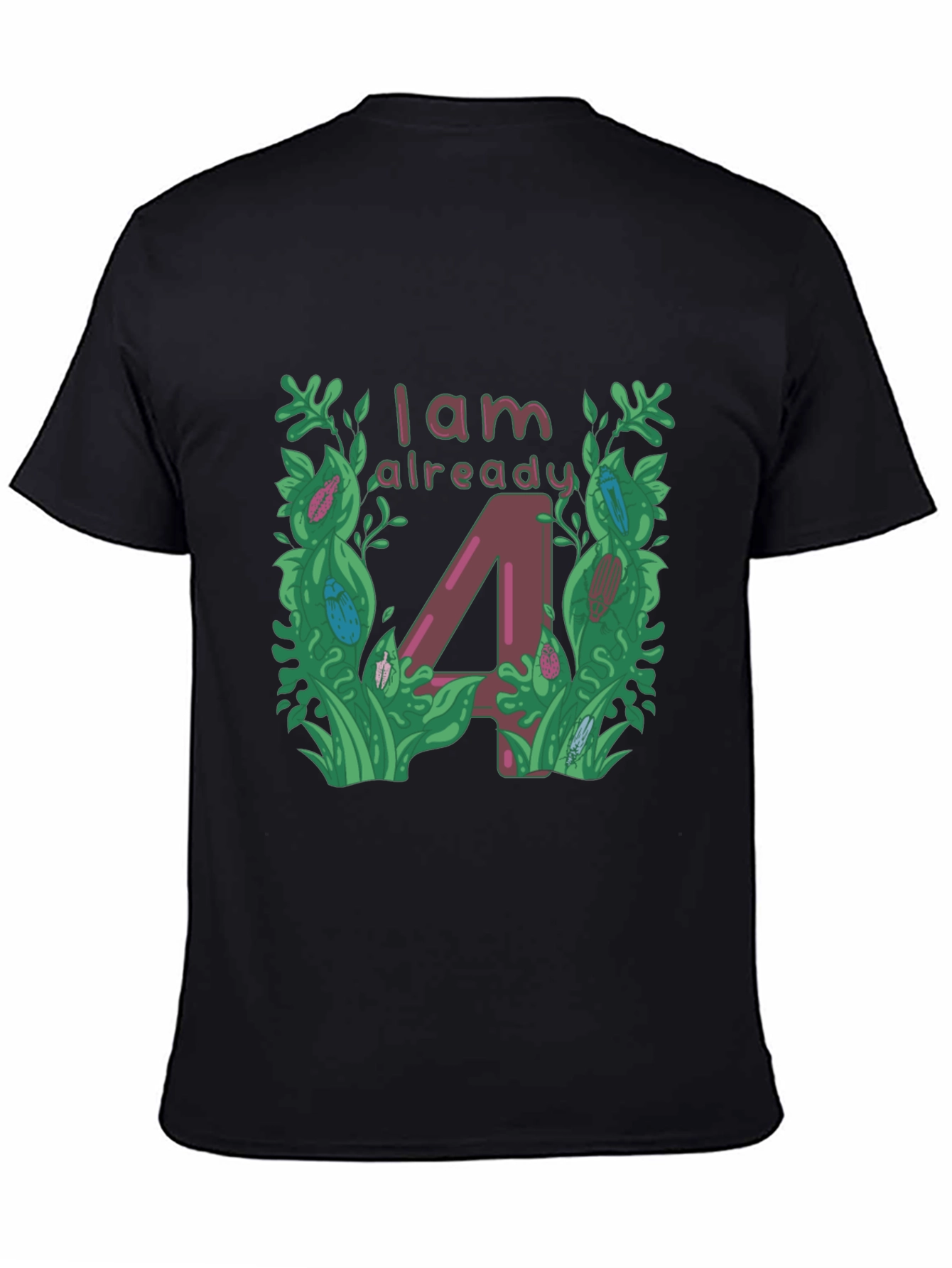 I am Already 4 T-Shirt - Black Cotton Blend