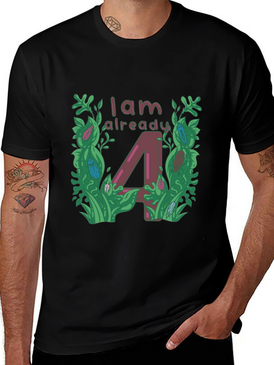 I am Already 4 T-Shirt - Black Cotton Blend
