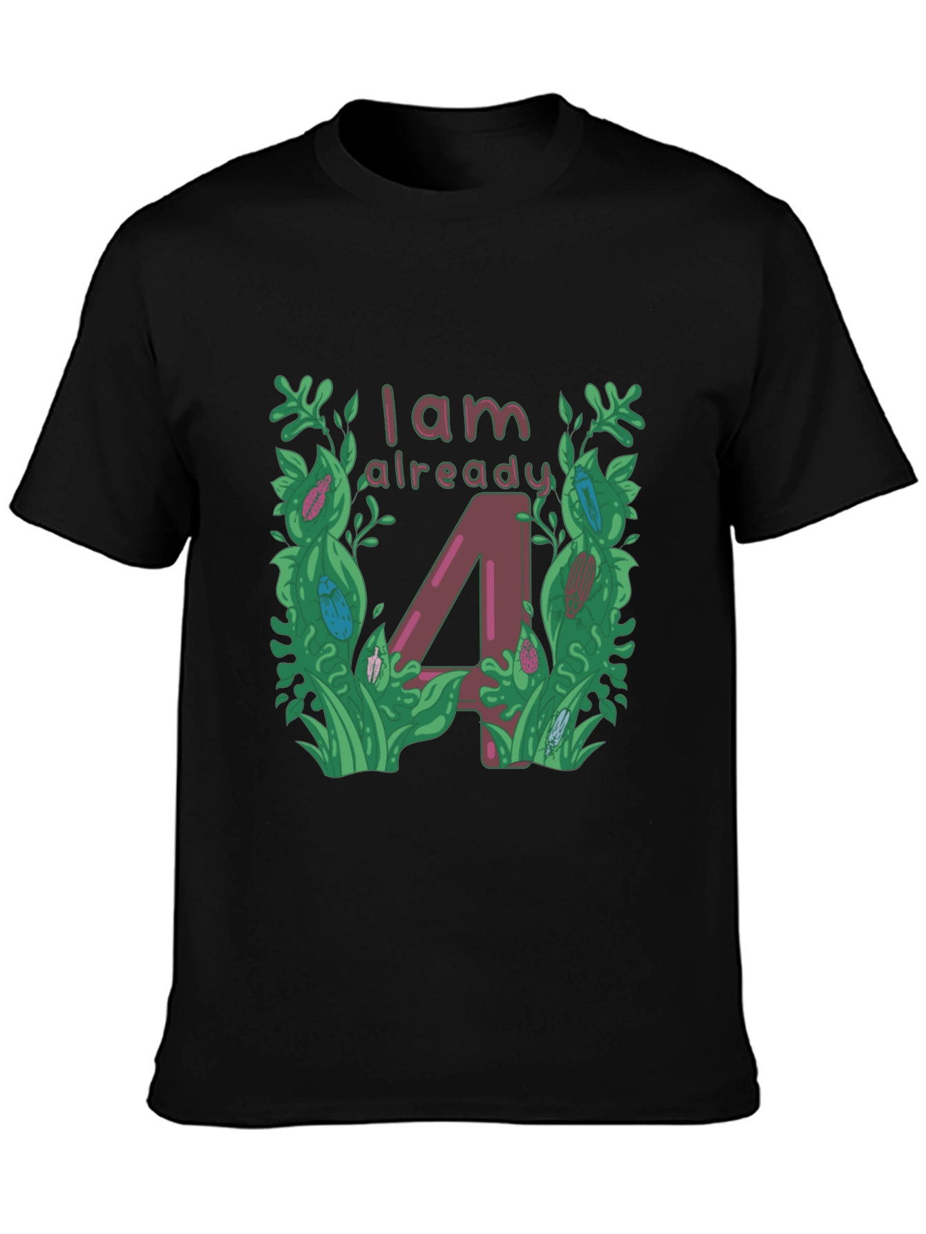 I am Already 4 T-Shirt - Black Cotton Blend