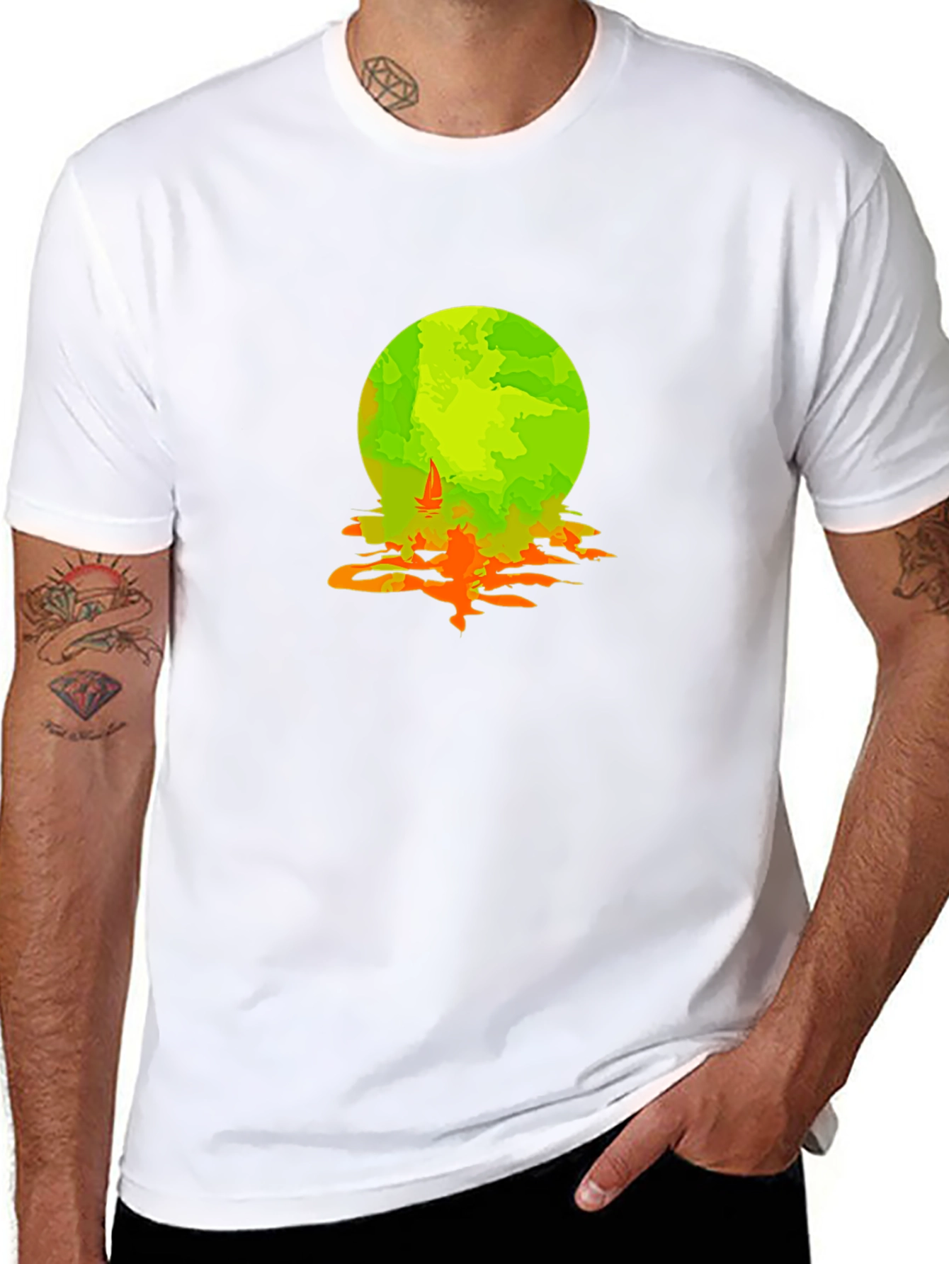 Graphic Tee: Moonlit Sailboat Design