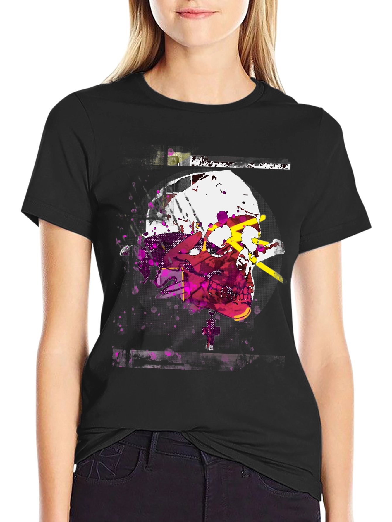 Edgy Skull Graphic Tee - Mens Black T-Shirt