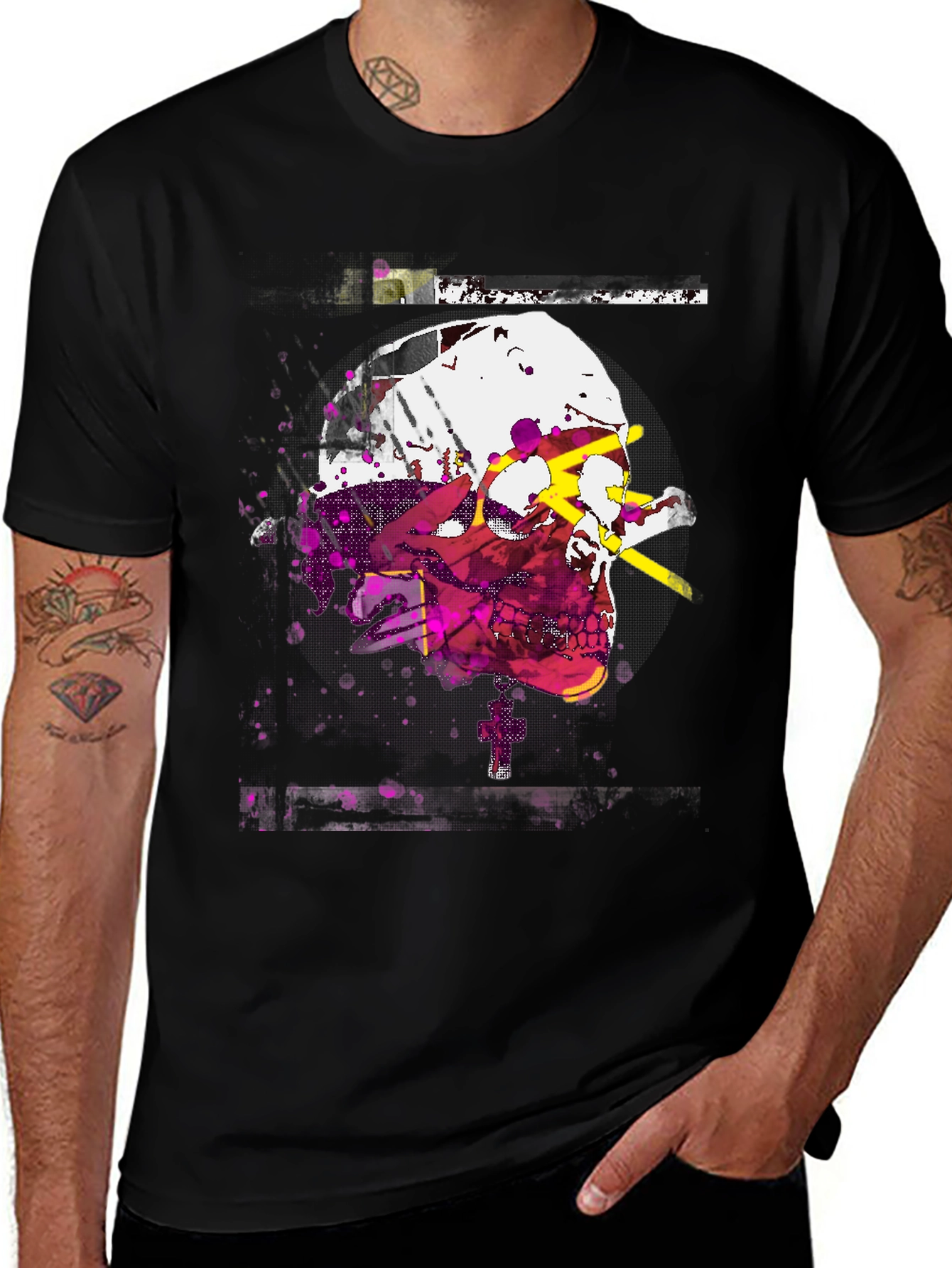 Edgy Skull Graphic Tee - Mens Black T-Shirt