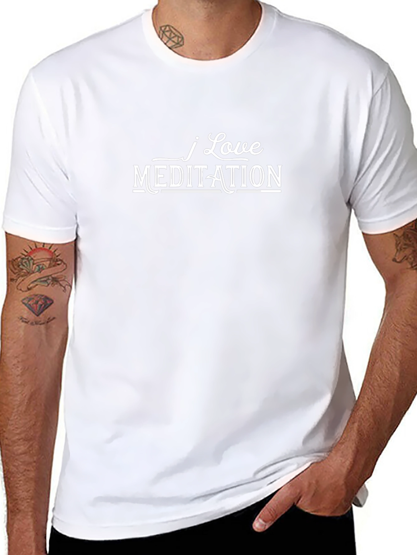 I Love Meditation T-Shirt - Black Crew Neck Tee